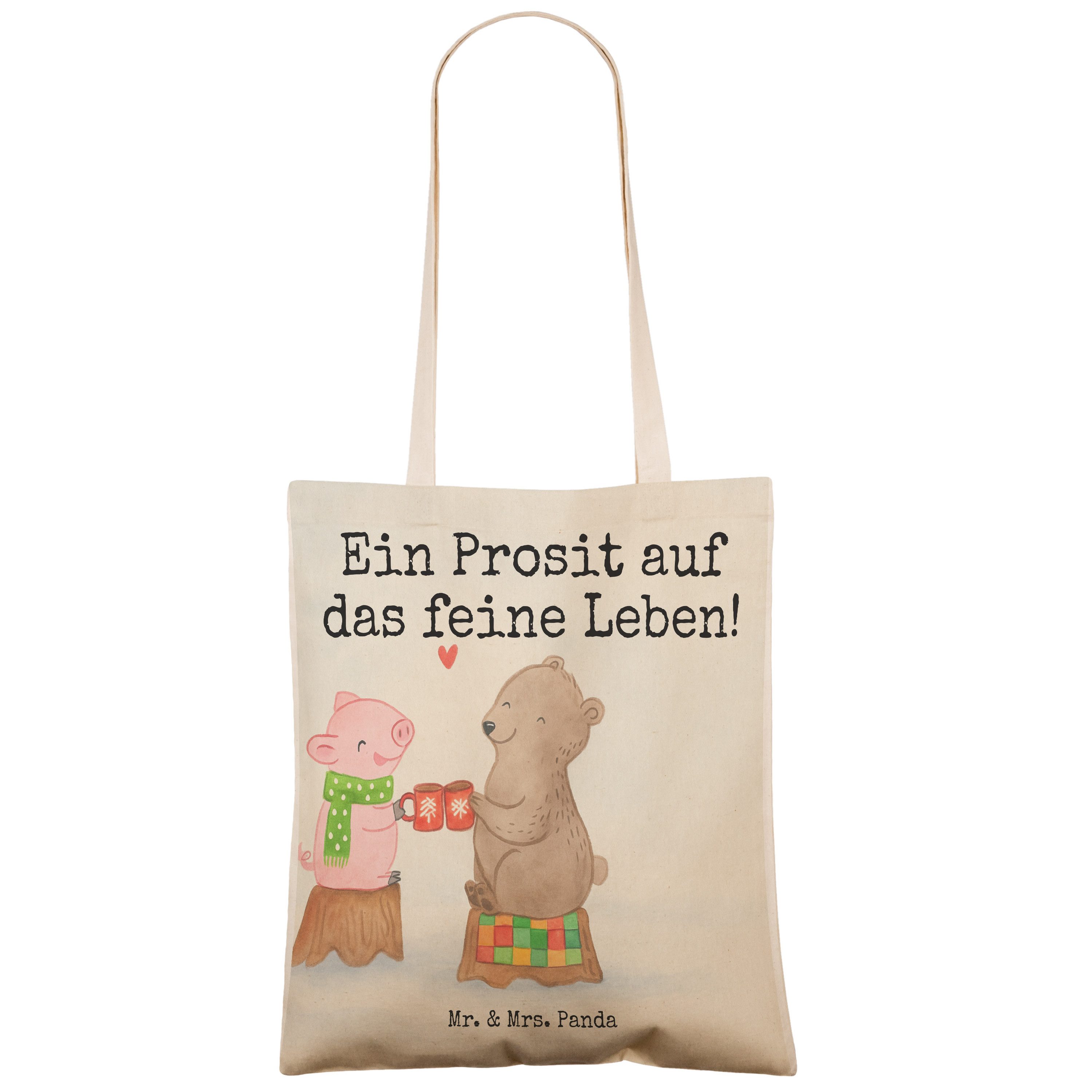 Mr. & Mrs. Panda Tragetasche Glühschwein Sause Design, Stofftragetasche, Weiß, Weihnachten, Prost, (Packung), markttasche Tasche shopping bag