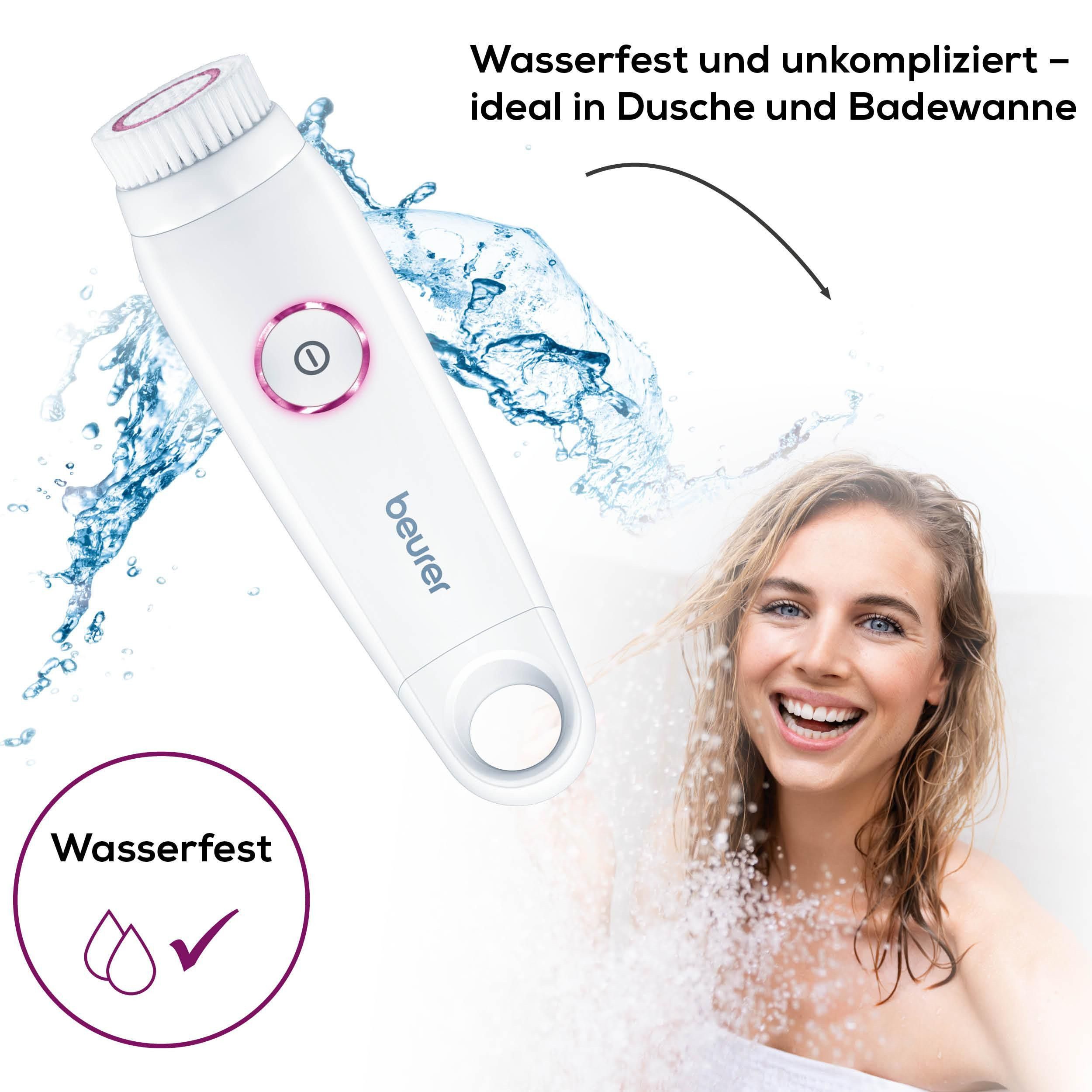 BEURER Elektrische Gesichtsreinigungsbürste FC 45 für gründliche Hautreinigung, Mit 2-stufiger Rotation und 2 Geschwindigkeitsstufen weiß