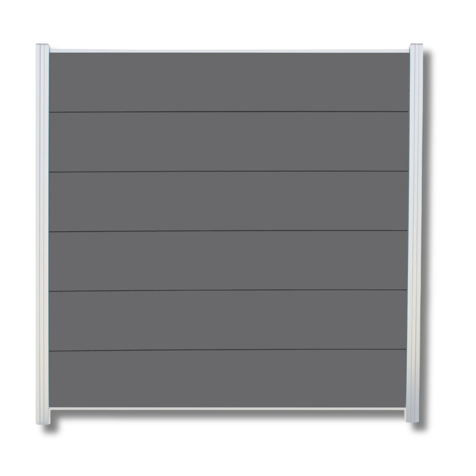 WPC Profi Zaun XL Jumbo Komplettset Sichtschutzzaun Alupfosten Anthrazit 180x180cm, (Komplettset, mit Start- und Abschlussleisten, Pfosten und Zubehör)