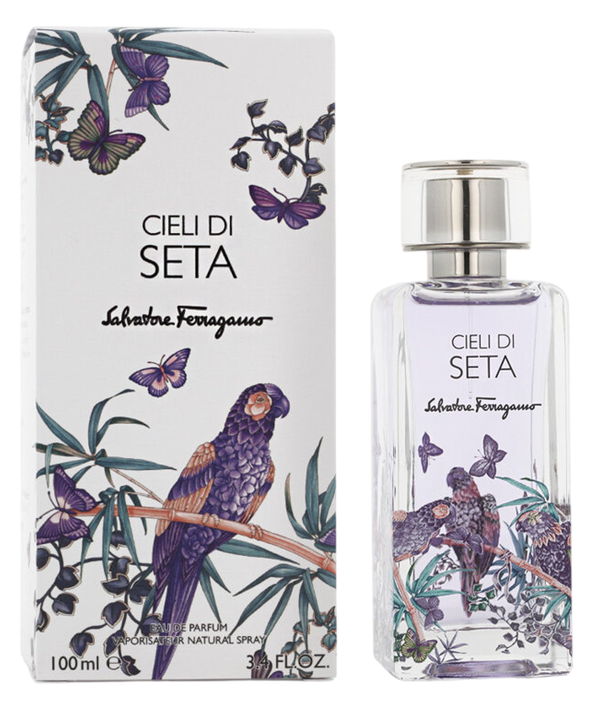 Salvatore Ferragamo Duft-Set Cieli di Seta Eau de Parfum (EDP) Damen Herry Spray mit Reiseduft, Fruchtig-würziger Duft mit schwarzem Pfeffer, Heidelbeere und Moschus