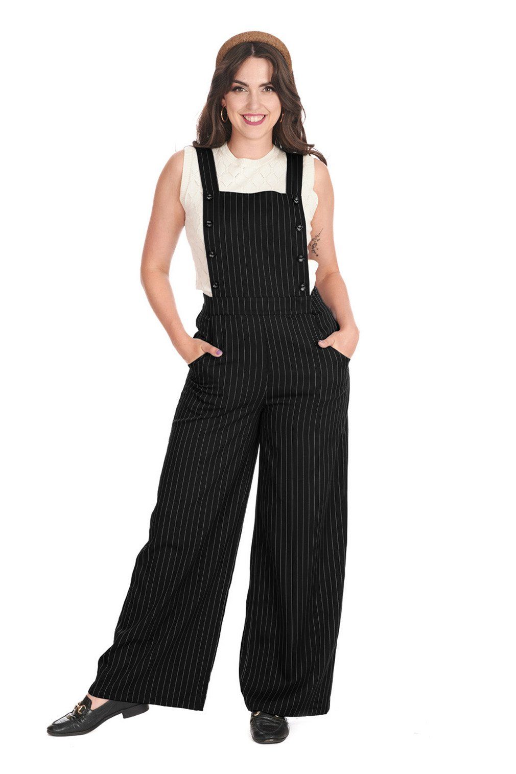 Banned Latzhose Stripe Sail Retro Vintage Nadelstreifen Dungaree