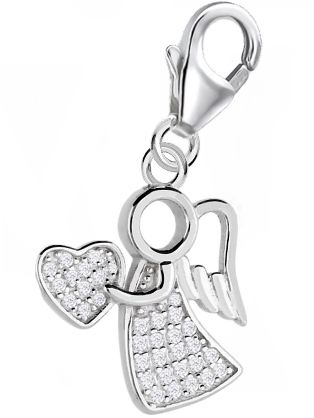 Goldene Hufeisen Charm Engel dein persönlicher Schutzengel Armband Anhänger, 925 Sterling-Silber, Hypoallergen, mit Zirkonia