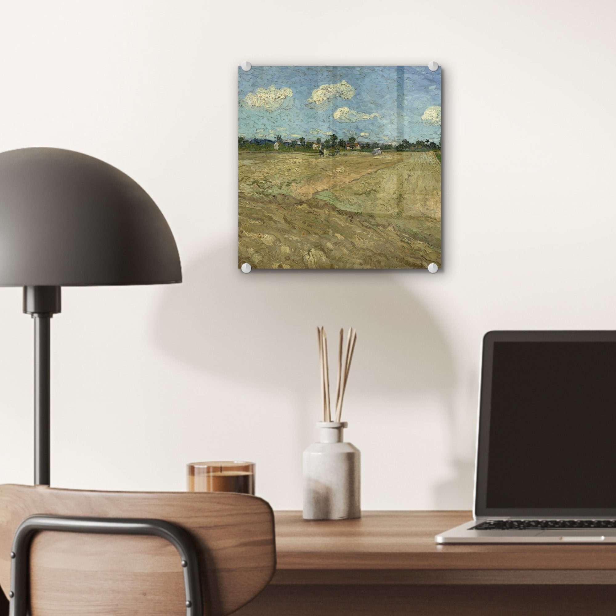 MuchoWow Acrylglasbild Gepflügte Felder - Glas Bilder - auf Gogh, - Foto (1 Wanddekoration van Wandbild - Glasbilder von auf Glas Gemälde St), Vincent