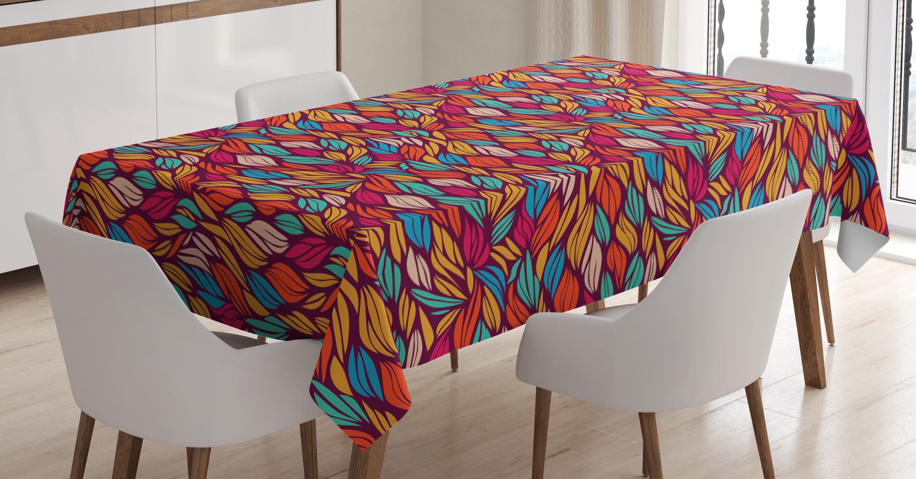 den Waves Farben, Tone Waschbar Tischdecke Abakuhaus Warm Bunt Bereich Zusammenfassung Klare Für Außen Farbfest geeignet