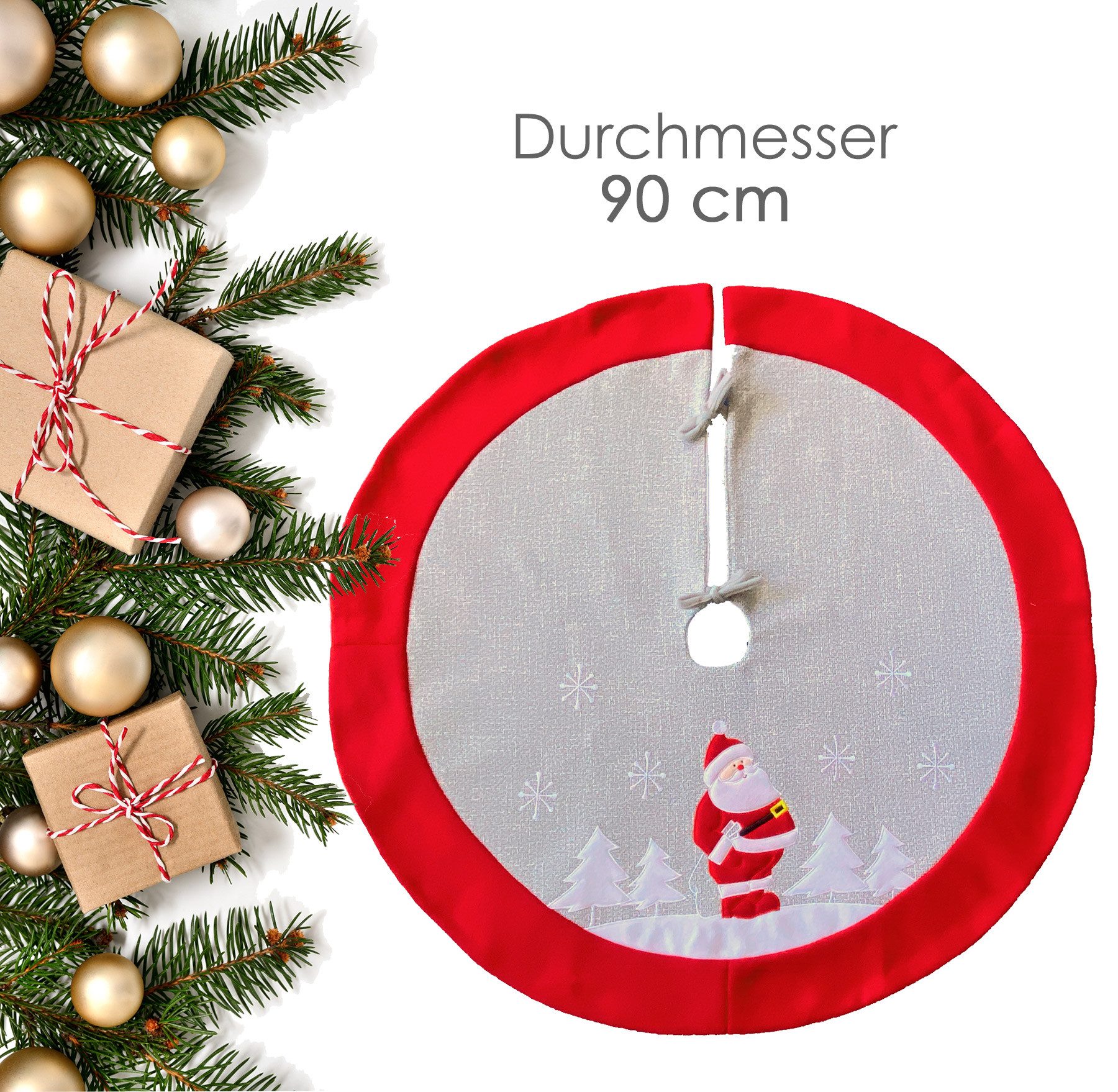 heimtexland Weihnachtsbaumdecke Weihnachtsdeko Baumschmuck Christbaumdecke Baumteppich (1-tlg), Weihnachtsbaum Deko bestickt Baumständer Schürze