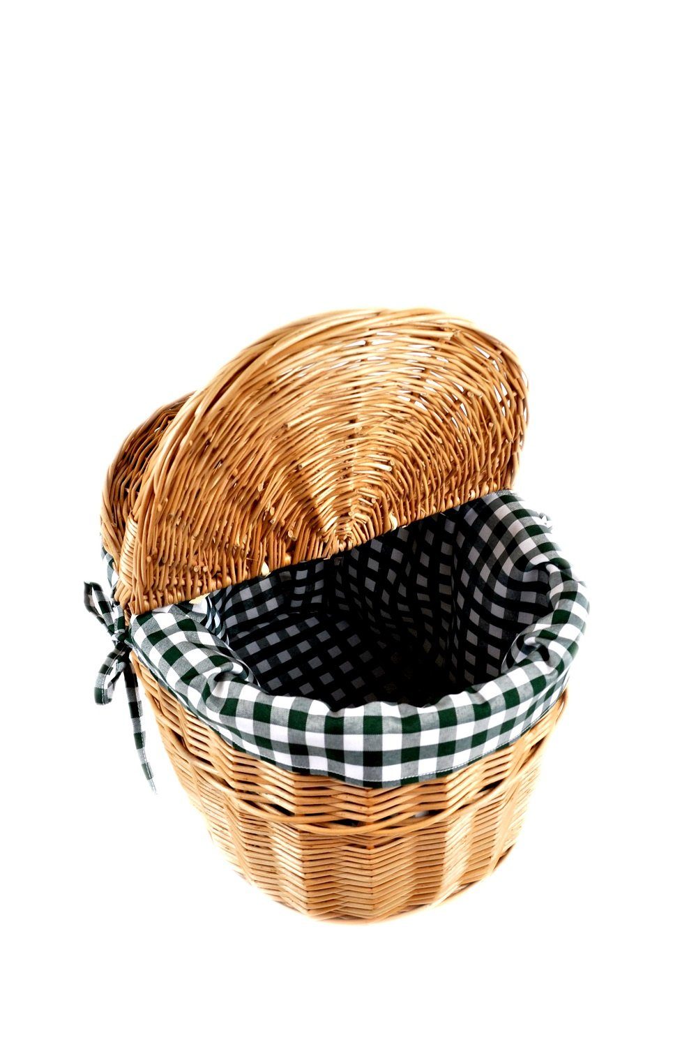 MyBer® Picknickkorb Korb aus Weide braun 2 Einkaufskorb Stoffeinlage Deckel