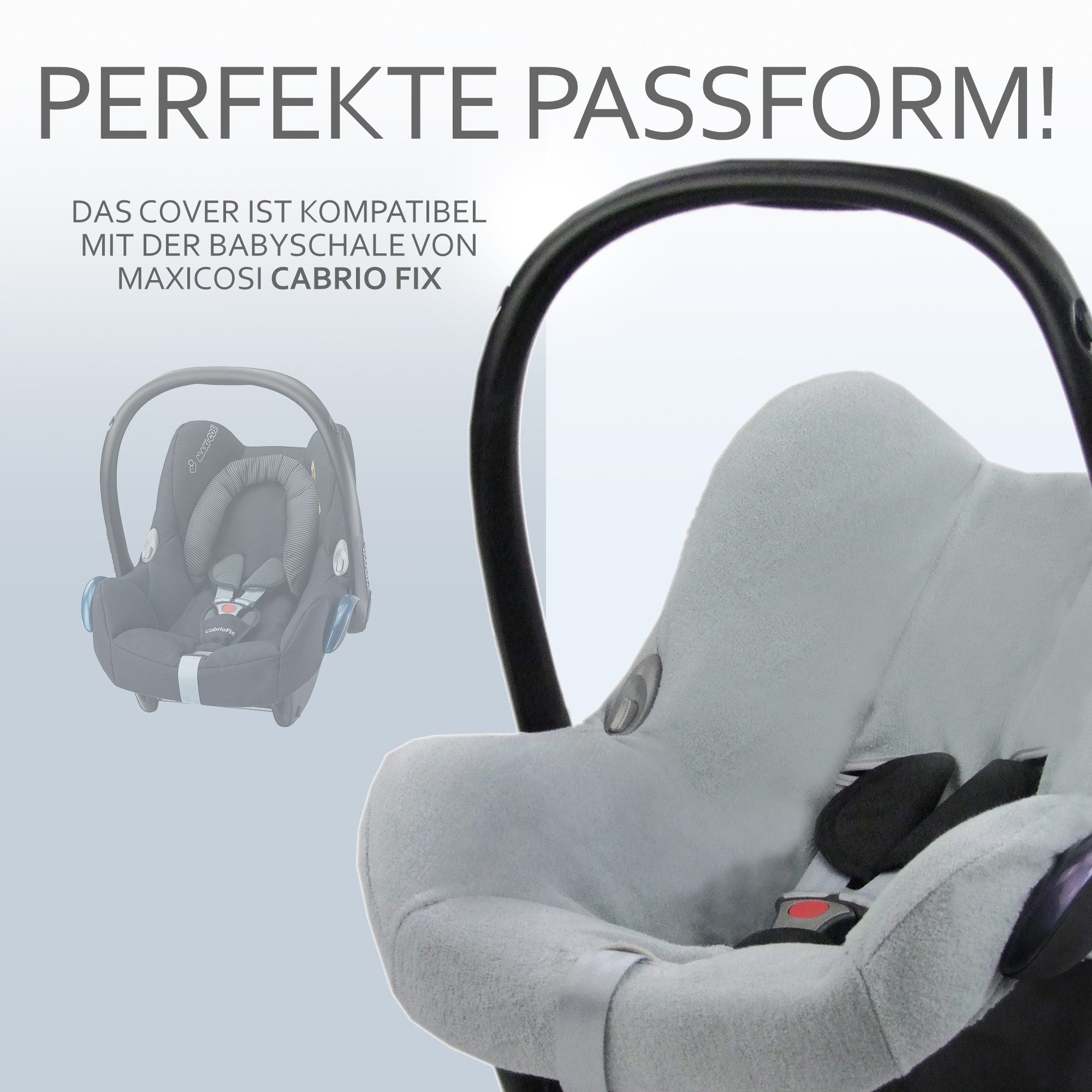 BambiniWelt by Rafael K. Babyschale Sommerbezug Bezug aus Frottee kompatibel mit Maxi Cosi CabrioFix + GP, ab: Geburt, bis: 14 Monate – Bild 5 von 5