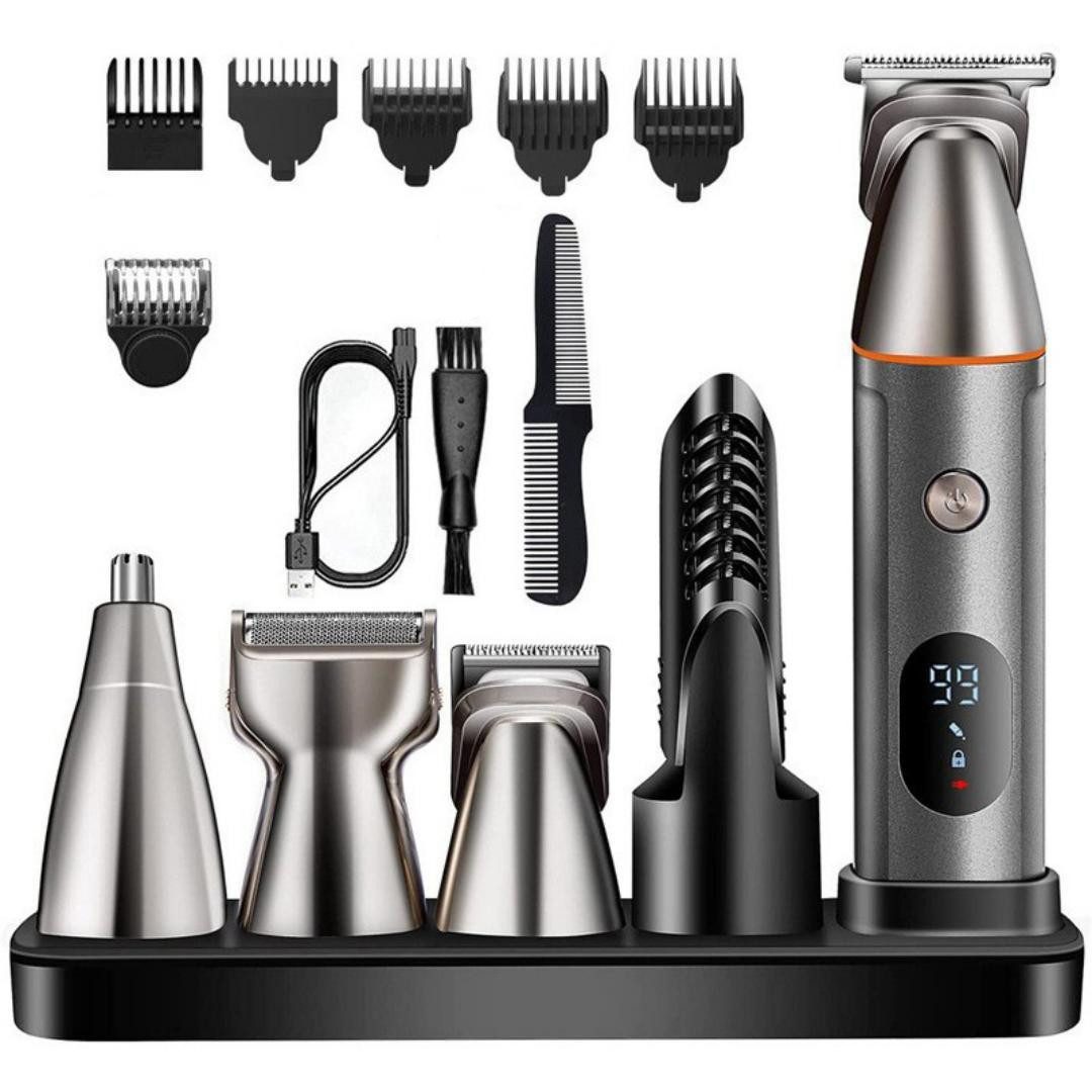 Forrlite Haarschneider Barttrimmer Bartschneider Herren 5 in 1 Haarschneidemaschine Set, 100% wasserdicht,LED-Anzeige, Lange Standbyzeit