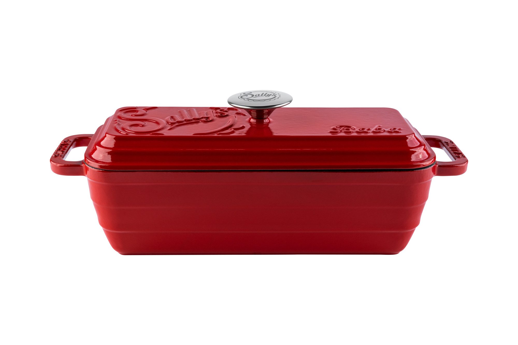 Sallys Brotbackform Hochwertiger Gusseisen-Bräter & Brotbackform Baba – 2,8 l rechteckig, (ideal zum Brotbacken & Braten, flach & gleichmäßig hitzebeständig Grill/Backofen), 38,6×13,6 ×14,5 cm / 2,8 l, Vollgusseisen mit Emaille