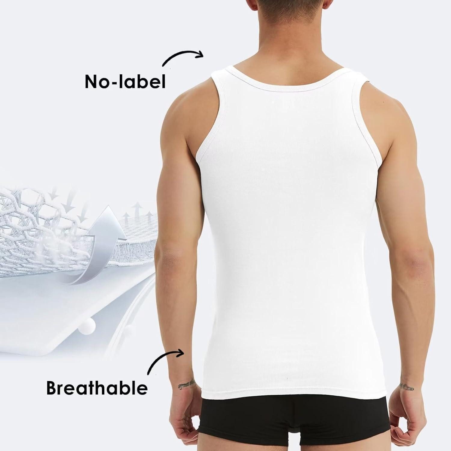 LuxusKollektion Tanktop Unterhemd Herren Feinripp 5er Pack L Weiß