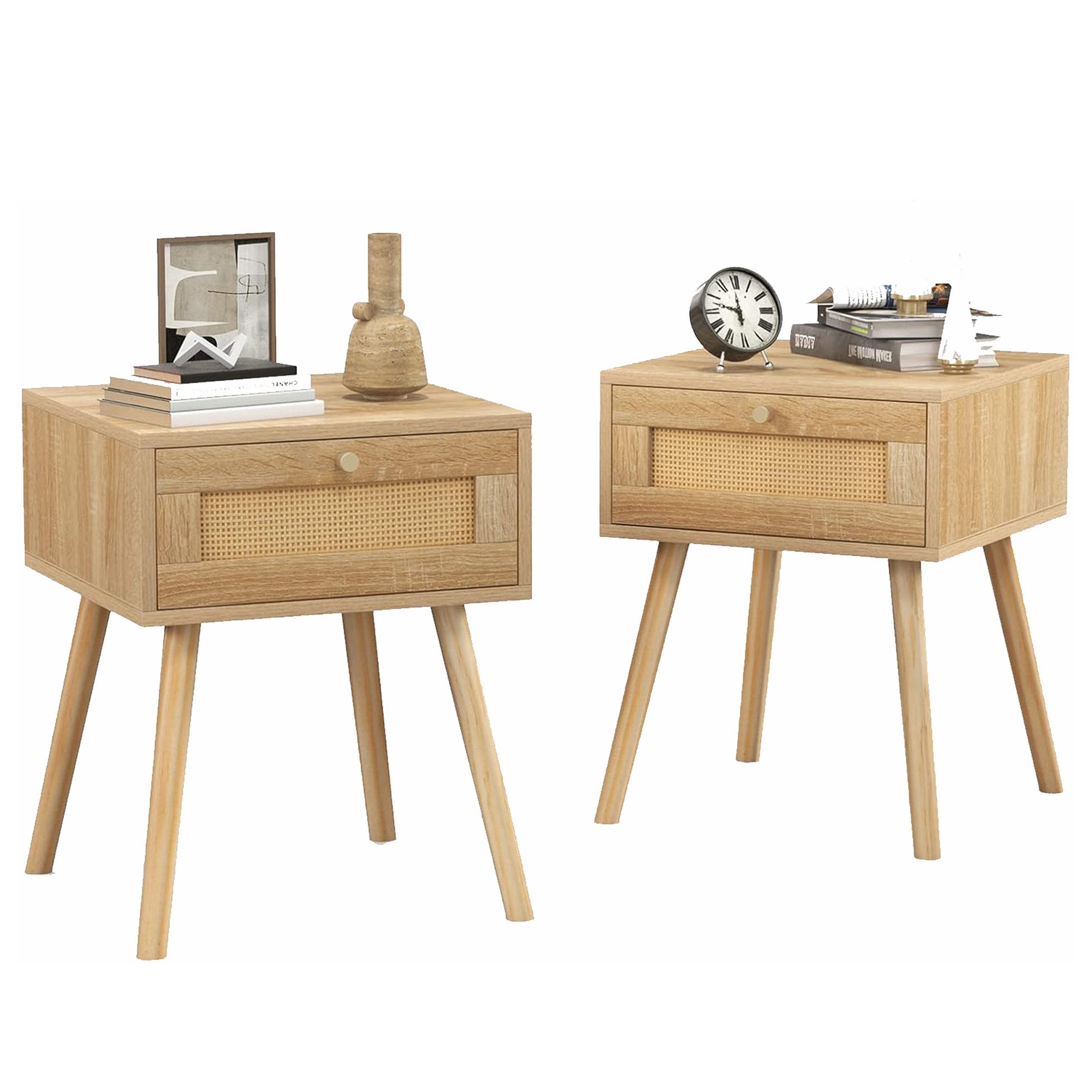 KOMFOTTEU Nachttisch (2-St), Beistelltisch mit Rattan-Design günstig online kaufen
