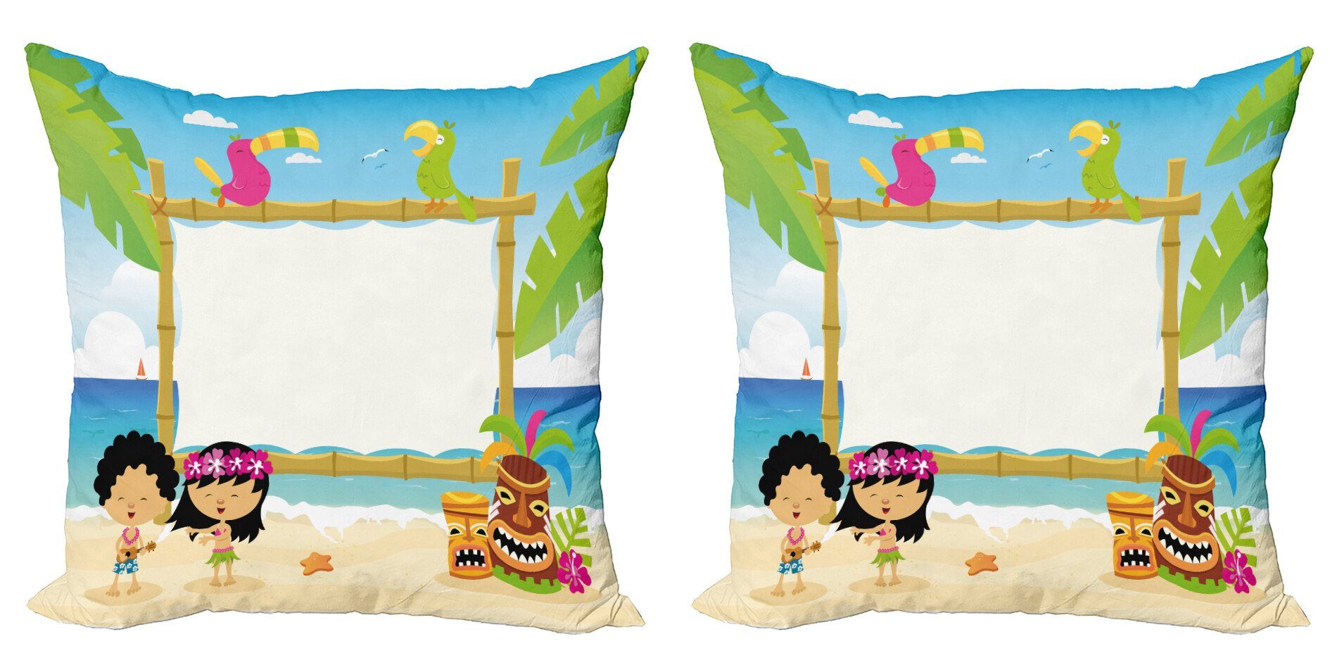 Kissenbezüge Vögel Doppelseitiger Luau Hawaiian Digitaldruck, Modern Accent Kinder Abakuhaus (2 Stück), Glücklich