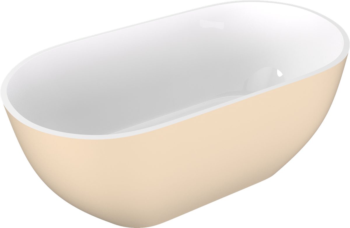 Polysan s.r.o. Badewanne REDUTA Freistehende Badewanne, Gussmarmor 171x81x58cm, Weiß/Beige matt, Polysan-71842-82