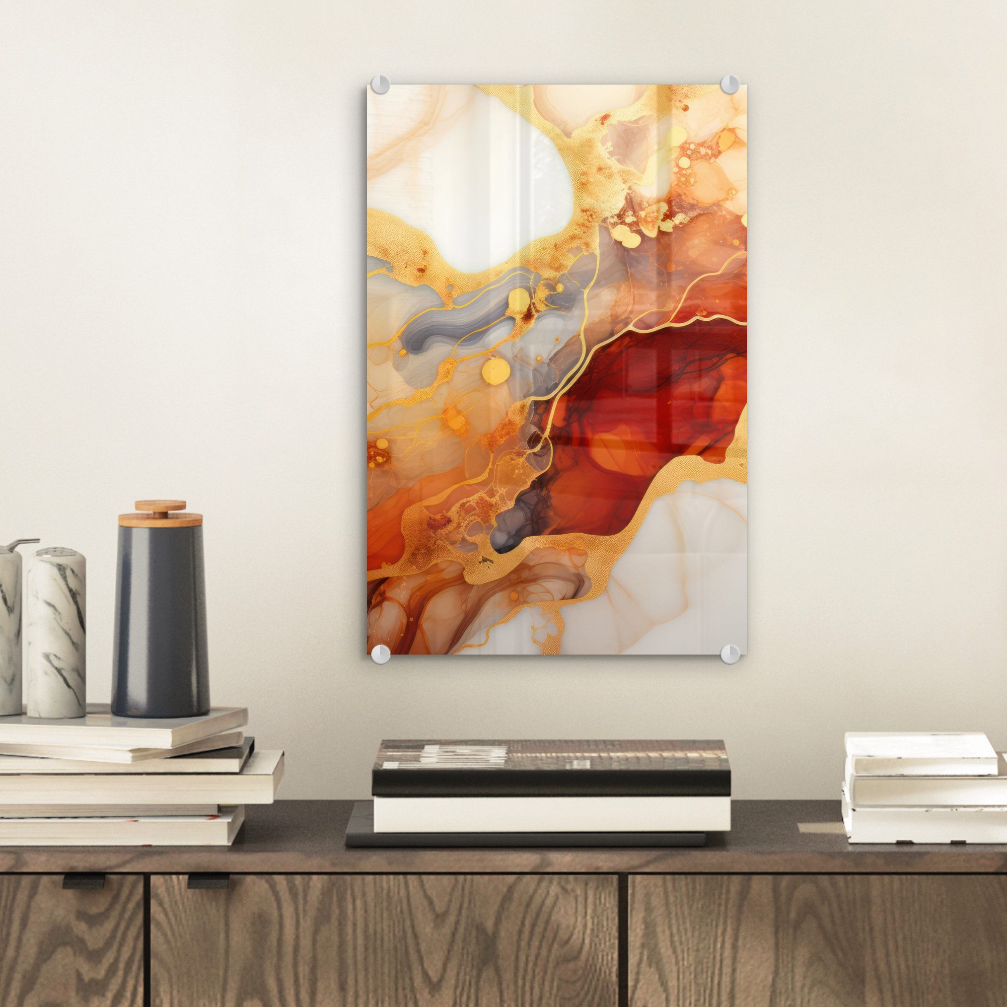 MuchoWow Acrylglasbild Marmor - Orange - günstig online kaufen