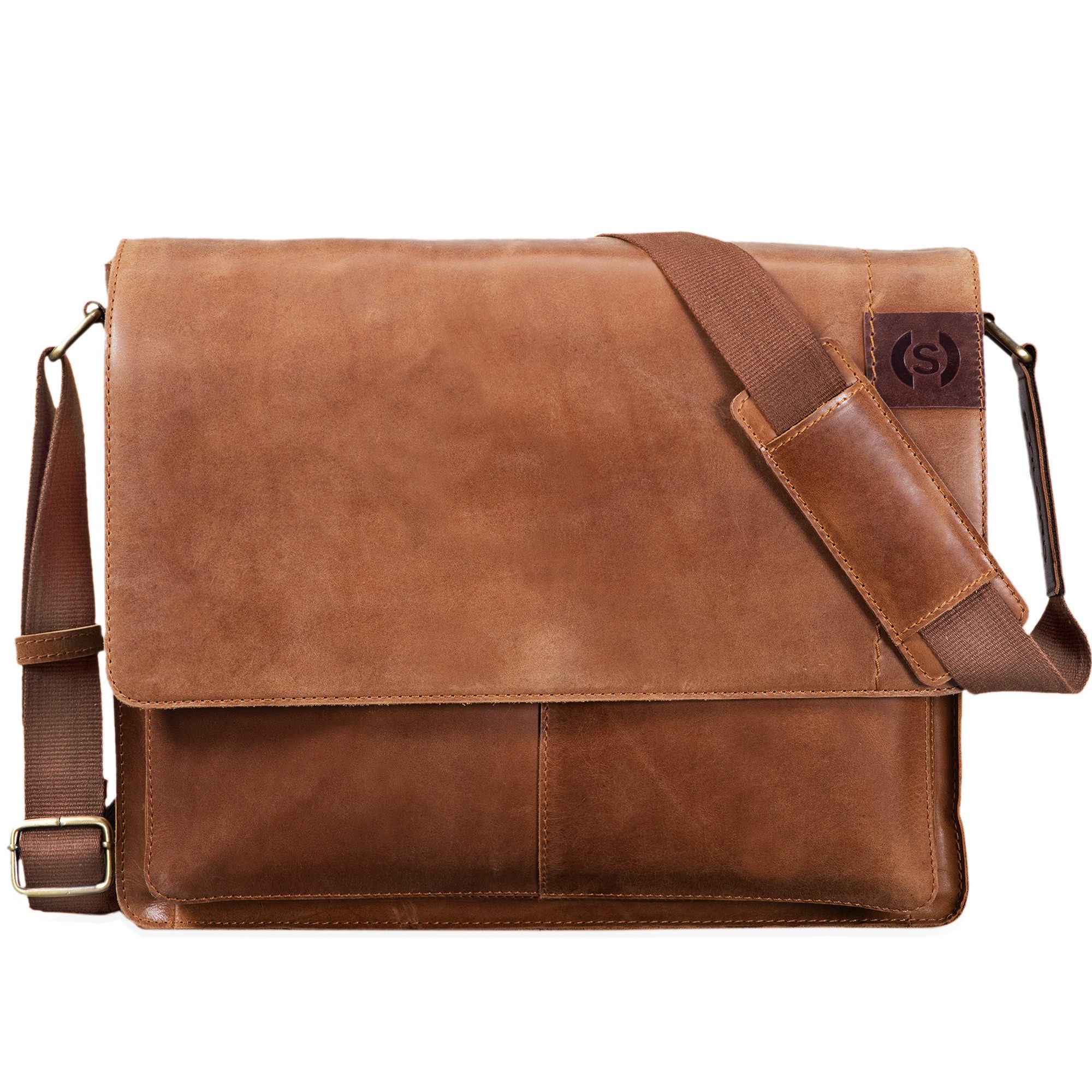 STILORD Schultertasche "Athos" Businesstasche Leder 15,6 Zoll