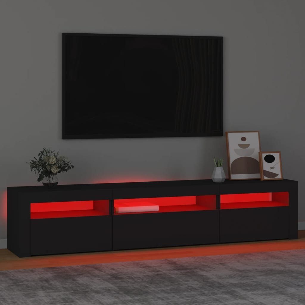 vidaXL TV-Schrank Schwarz mit LED-Leuchten (1-St) cm TV-Schrank 195x35x40