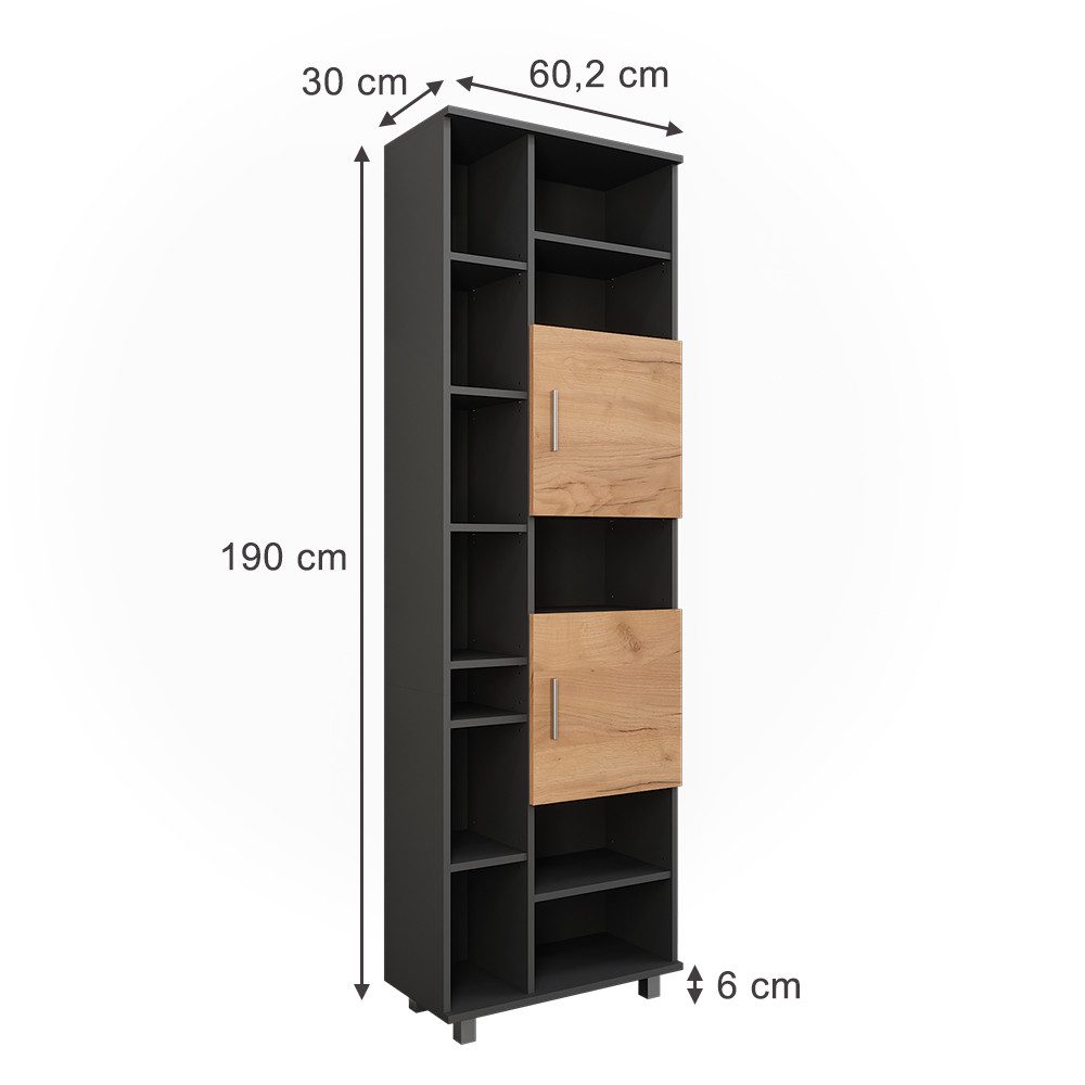 Vicco Hochschrank Ilias, Anthrazit/Goldkraft Eiche, 60.2 günstig online kaufen