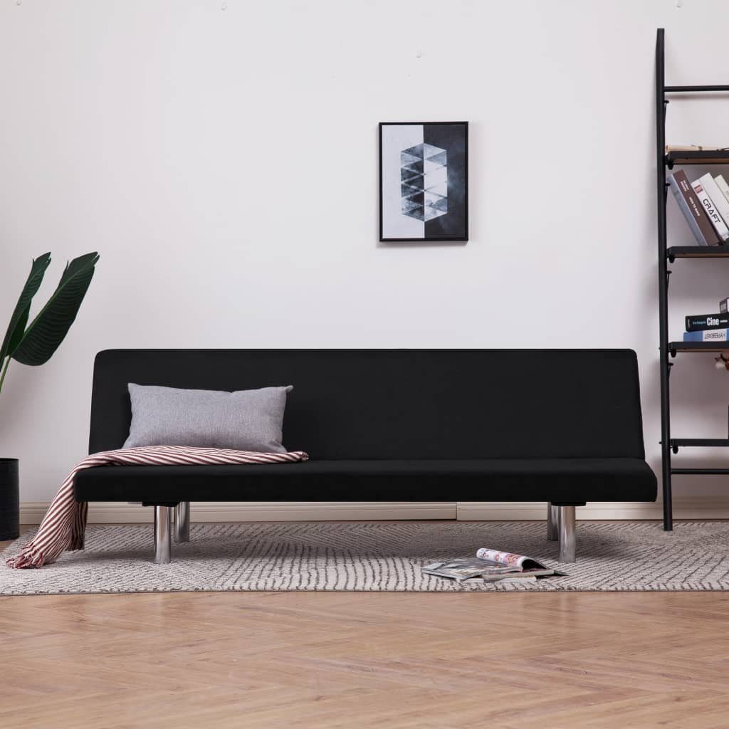 vidaXL Polyester Schlafsofa Schwarz Sofa