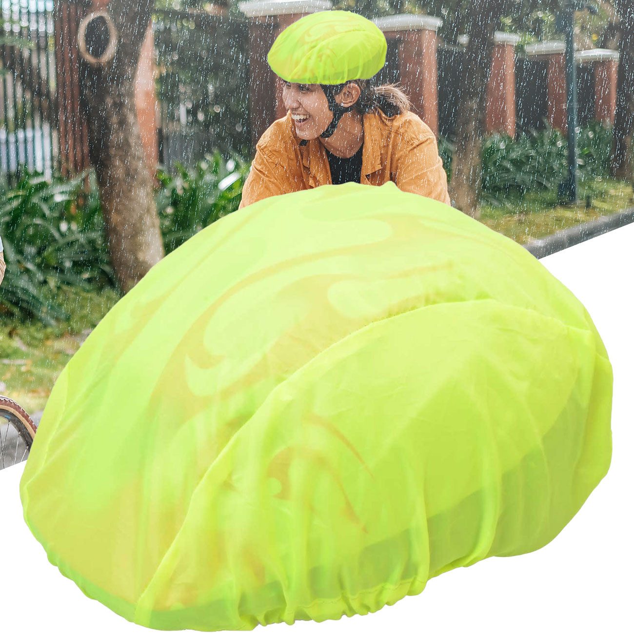 Diedrich Filmer GmbH Fahrradhelmüberzug Helm-Regenschutz Velo neongelb: wasserdicht, windfest & leicht, Schützt vor Wind und Wetter