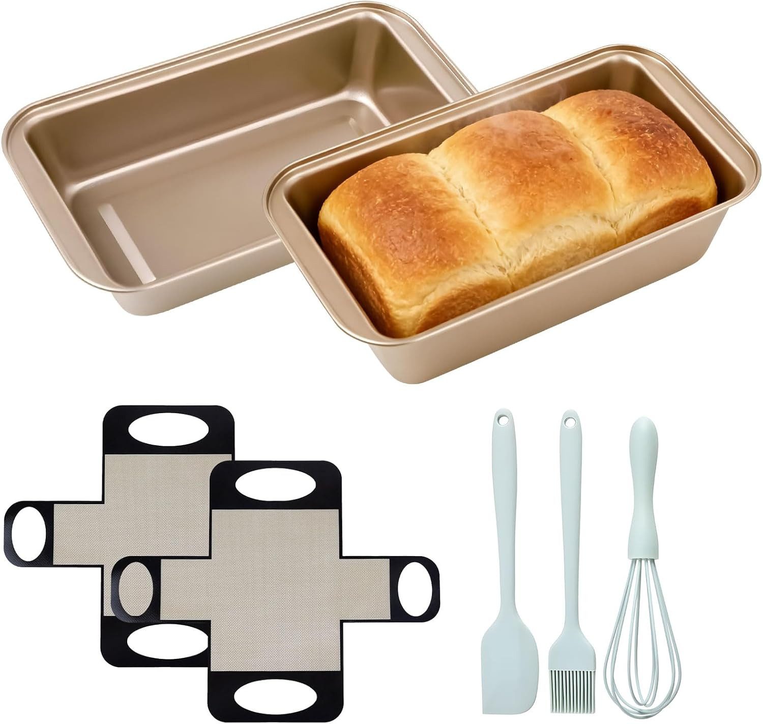 FELIXLEO Kastenform Brotbackform Edelstahl 2er Set Antihaft Kastenform 25,4x13x5,8cm Gold, (1-tlg)