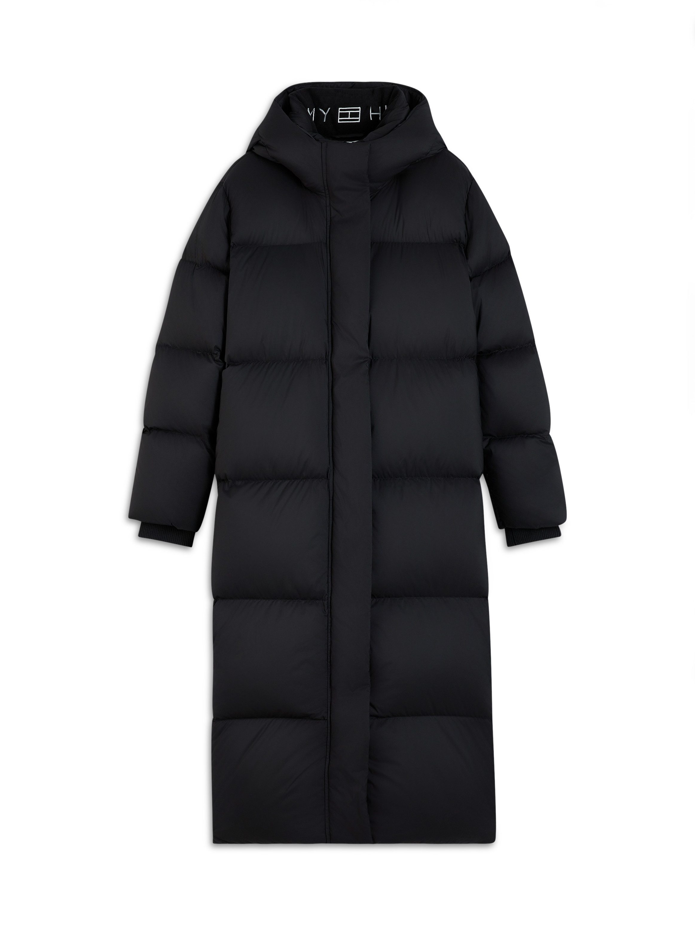 Tommy Hilfiger Steppmantel DOWN MAXI MODERN COAT Kunstfaser, Kapuze