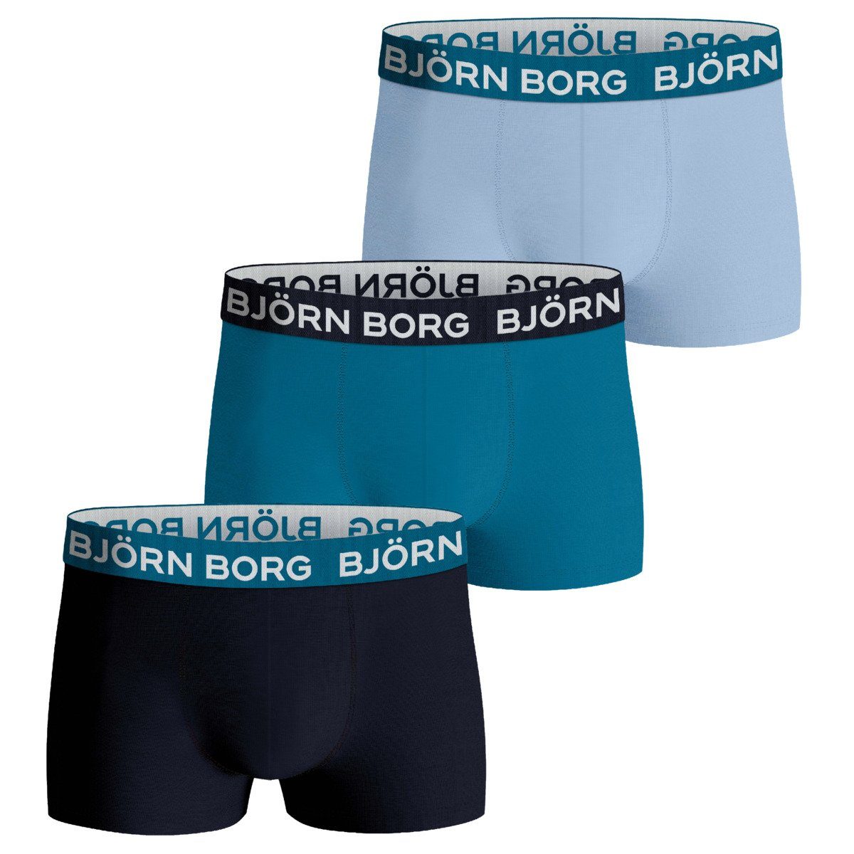 Björn Borg Boxershorts Cotton Stretch Trunk 3er Pack Herren (3-St) blau