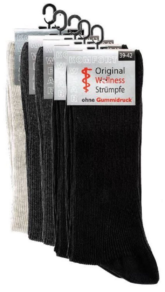 Wowerat Gesundheitssocken 5 Paar Wellness-Socken, Baumwolle, ohne Gummidruck, für Damen & Herren (5 Paar)