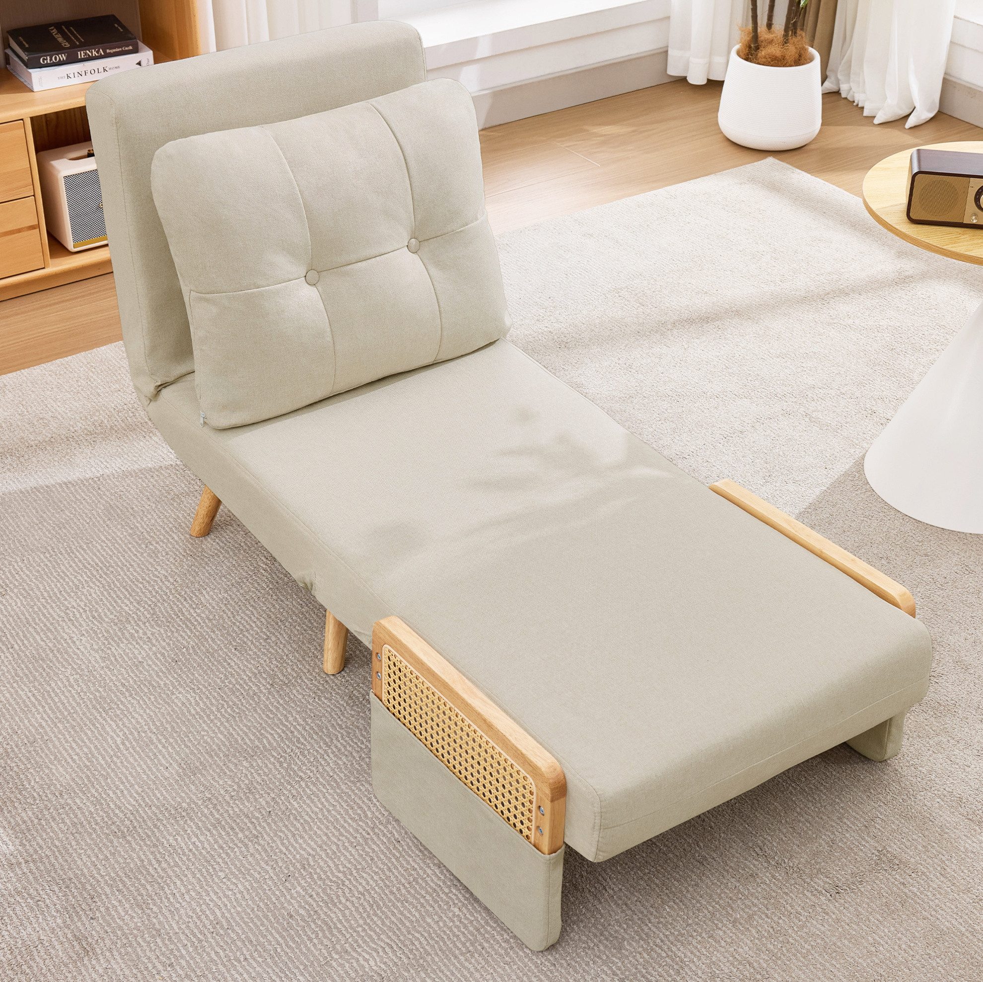 REDOM Schlafsofa Praktischer 3-in-1 Klappsessel, Rückenlehne, als Gästebett nutzbar 1 Teile, Leinen, Beige, 67,5x73x86,5cm