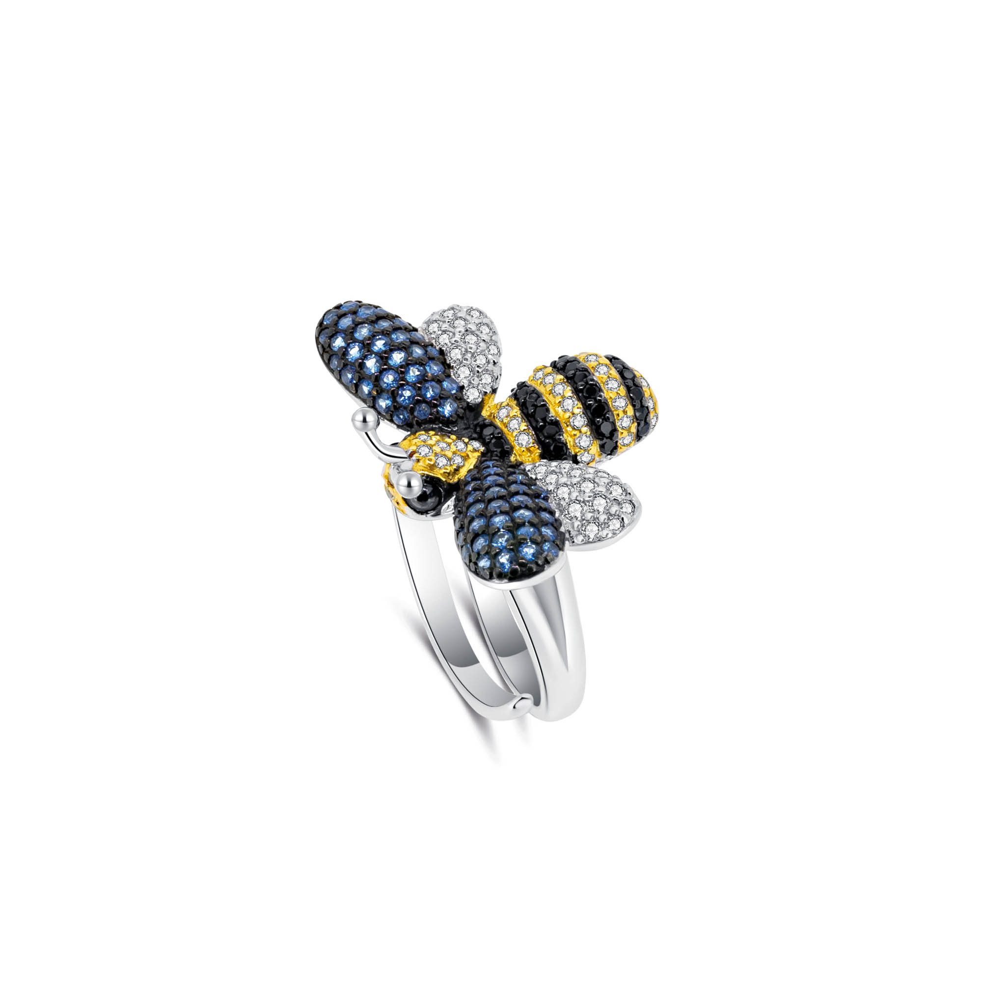 Seinerzeit FLORA & FAUNA Silberring Hunny Bienen Ring (1-tlg), Material: 925 Sterling Silber, rhodiniert, geschwärzt, vergoldet