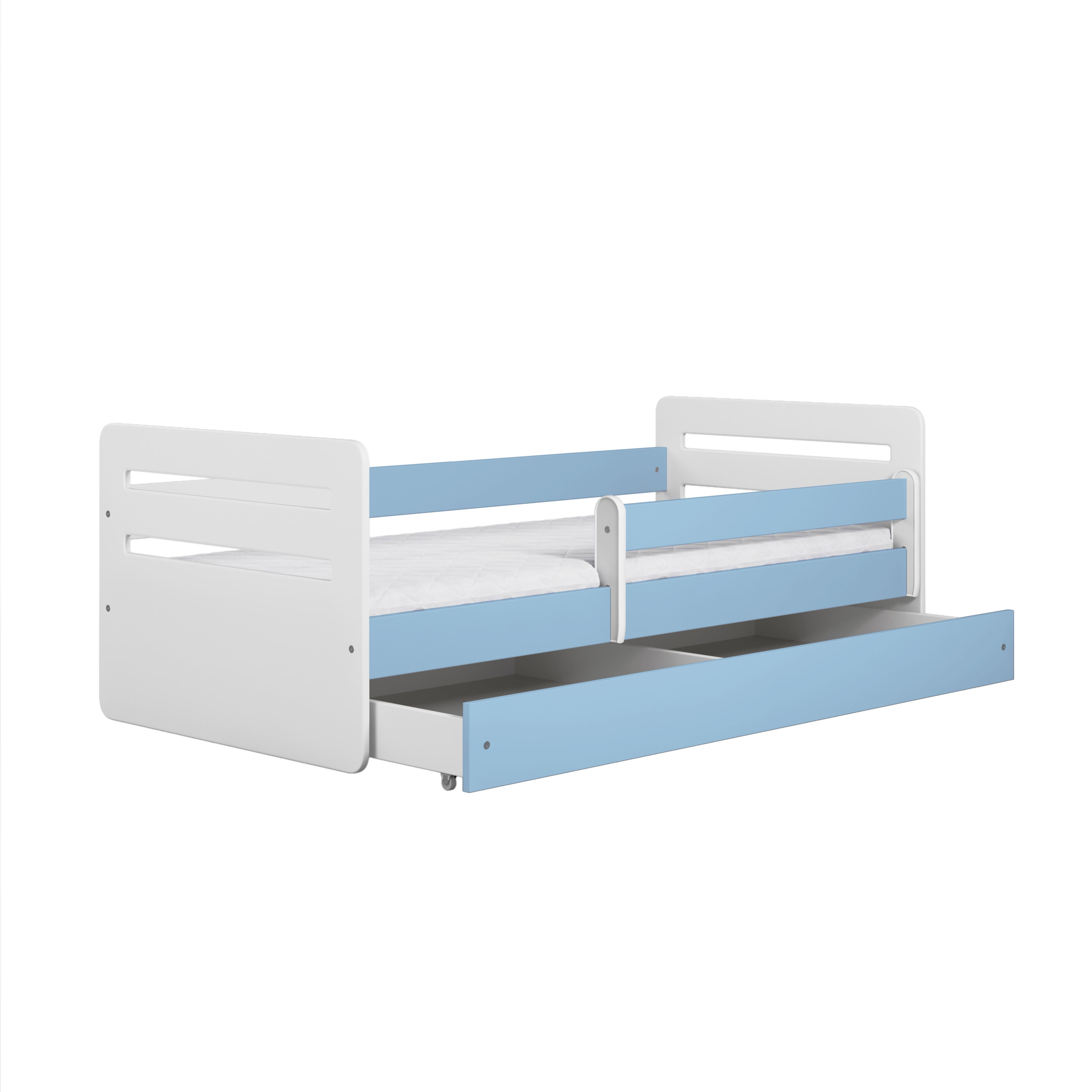 160x80 Lattenrost Kinderbett und 180x80 Tomi mit cm Schubalde Bjird Mädchen und 140x80 Junge Matratze), Rausfallschutz (Mit blau 8 für