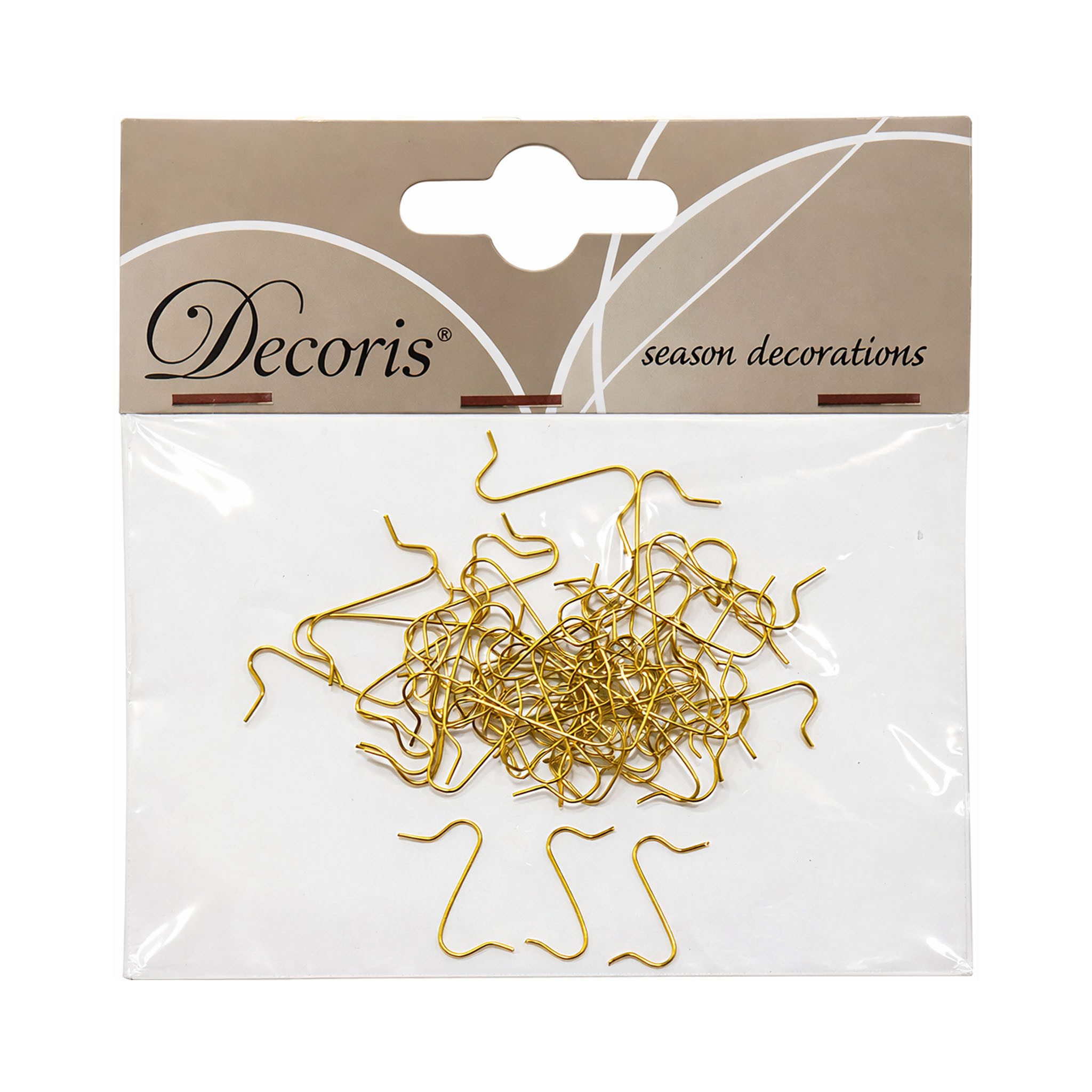 Decoris season decorations Weihnachtsbaumkugel DECORIS Kugelaufhänger S-Haken 50 Stück Metall 3,5cm Gold