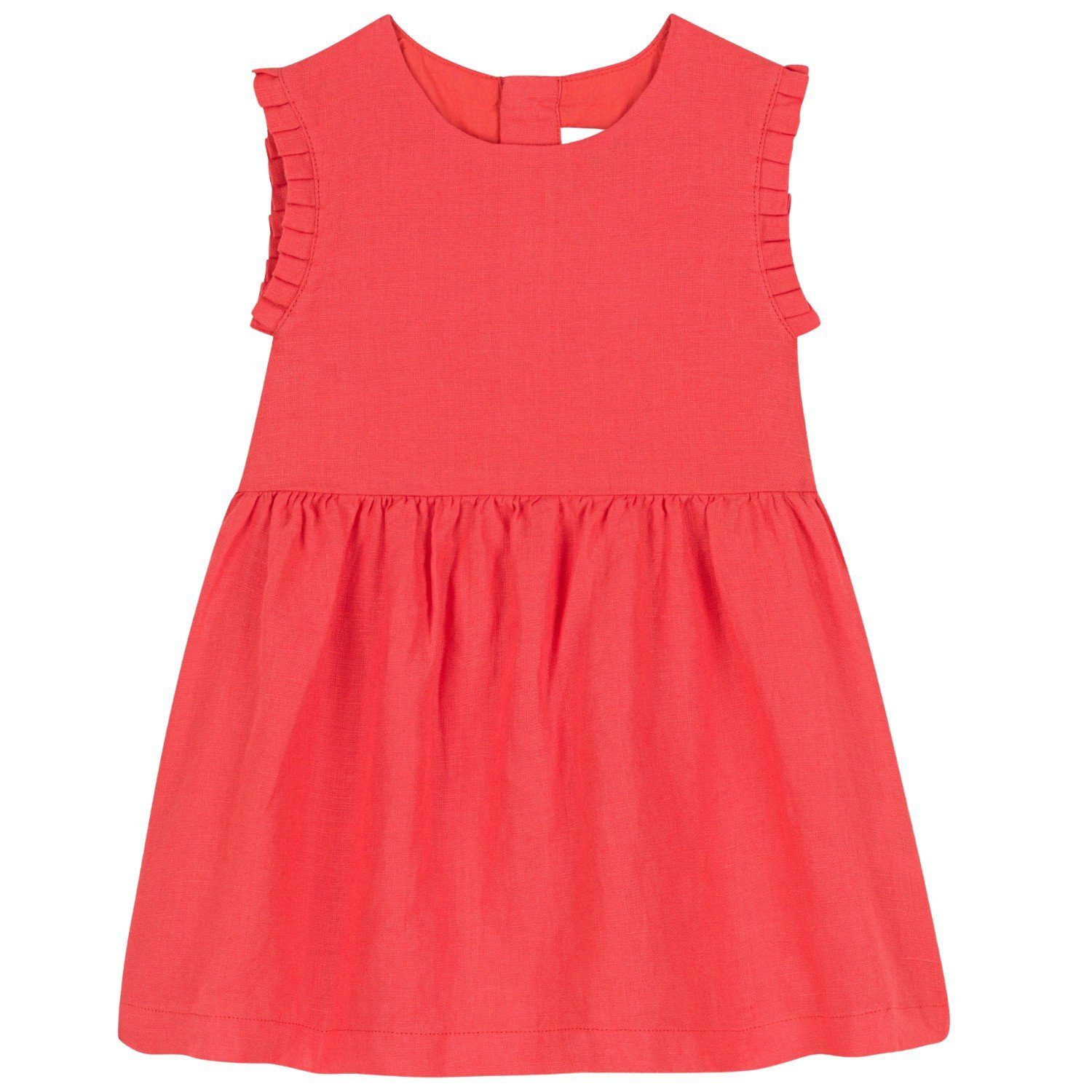 Petit Bateau Sommerkleid Petit Bateau süßes hellrotes Leinenkleid