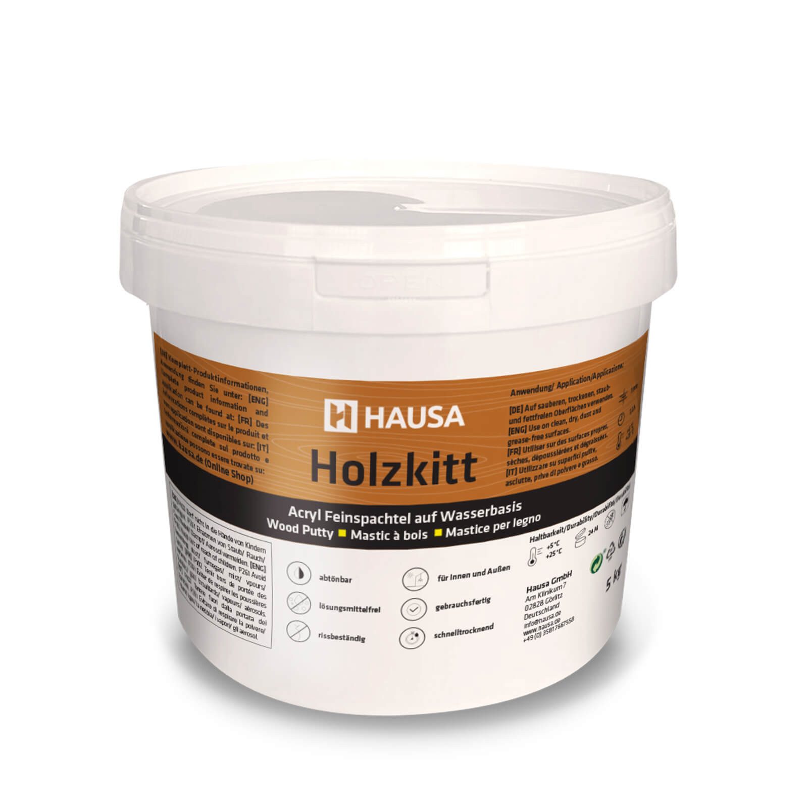 Hausa Holz-Reparaturset Holzkitt, 5kg gebrauchsfertig ausgezeichnete Füllkraft rissbeständig, 1-St., Nussbaum Holzspachtelmasse Kitt für Holz, Holzspachtel/Füllmasse zum Reparieren