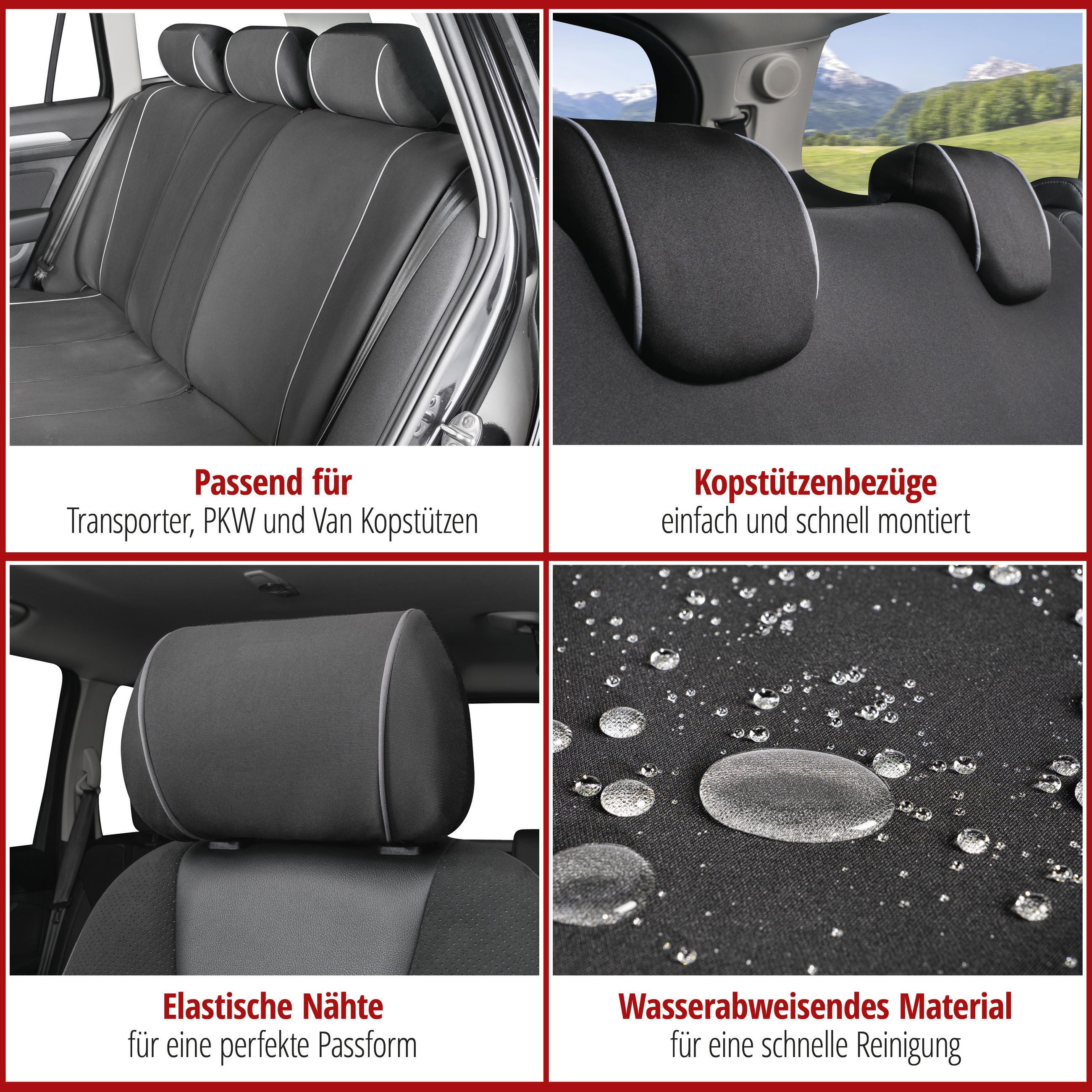 WALSER Car Seat Cover Headrest Cover Modulo, 2 pieces, 2-part.