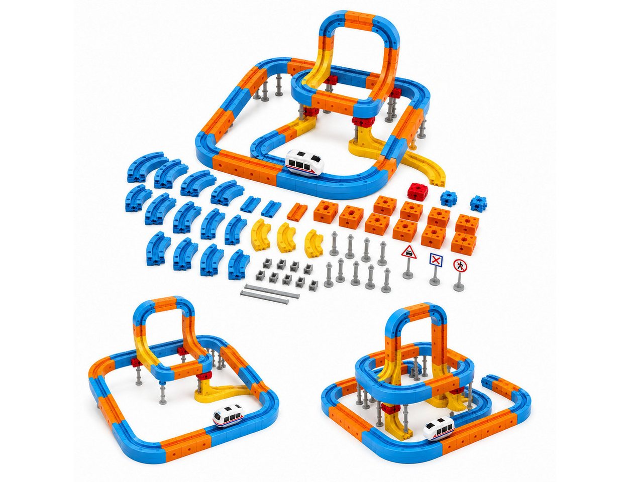 ibettertec Magnetspielbausteine – Bausteine mit Auto für kreatives Bauen Magnetspielbausteine, (Set, 146 St., 80‑teiliges), für abwechslungsreiche Streckenbauweisen