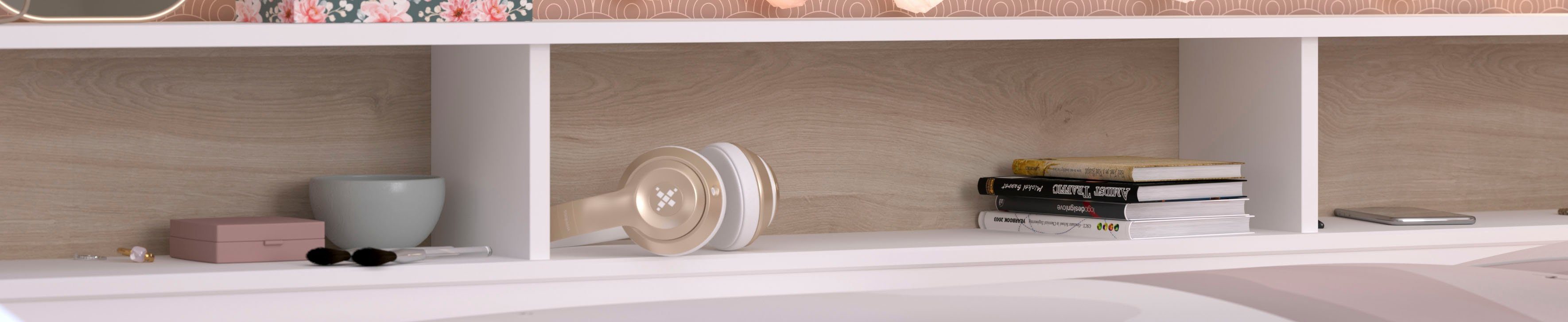 Parisot Sleep storage bed, daybed, children's bed, rotating shelf back panel (colored + white), including shelves, drawers, plenty of storage space, TOP SELLER!