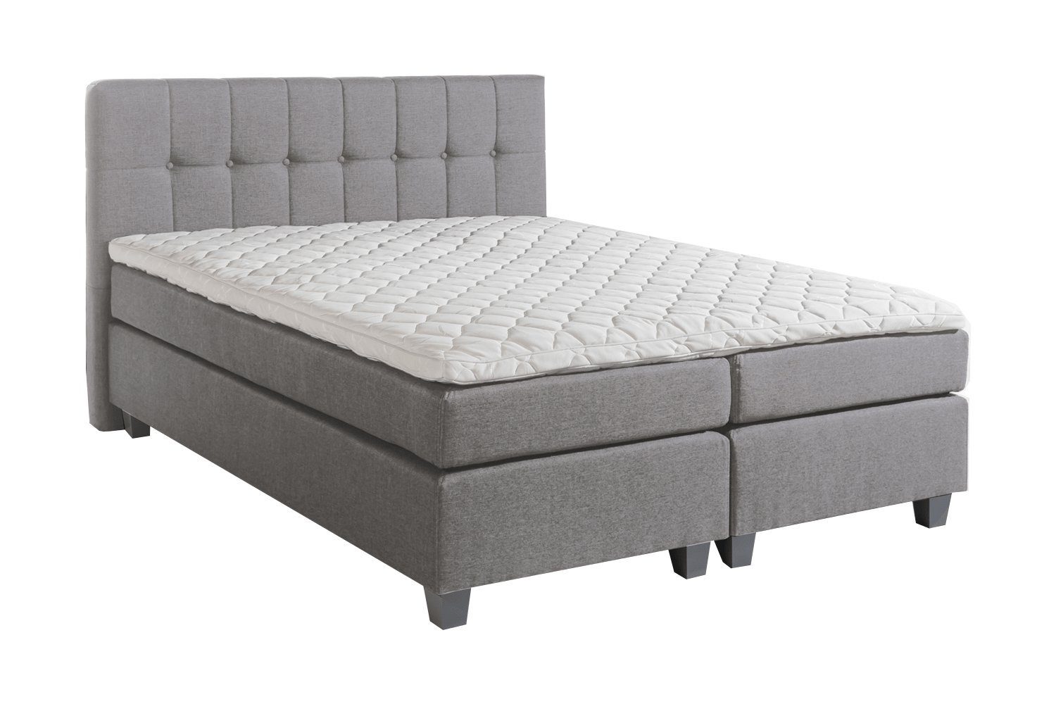 Möbelfreude Boxspringbett Boxspringbett Venezia Hellgrau 180x220 cm H2, Hellgrau 180x220 cm H2 mit Füßen inkl. Visco-Topper, 7-Zonen Taschen