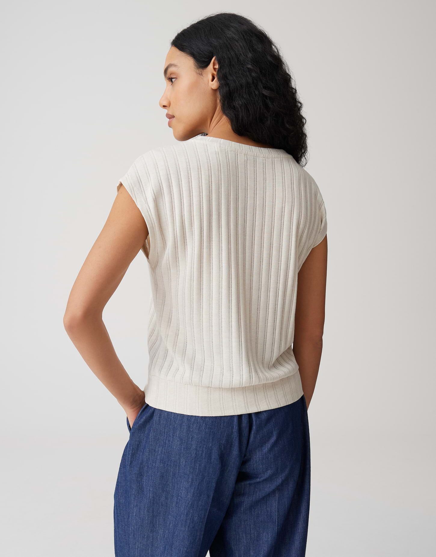 OPUS Kurzarmshirt Sapino aus Jersey mit Rippstruktur leichte Transparenz, weicher Griff, Casual