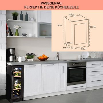 Klarstein Weinkühlschrank Vinovilla 17 Built-in Duo Onyx Edition, für 17 Standardflaschen á 0,75l,2 Zonen Wein Flaschenkühlschrank Weintemperierschrank Weinschrank