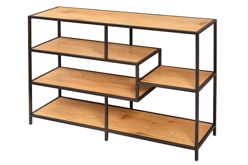 riess-ambiente Standregal SLIM LINE 115cm natur / schwarz, Einzelartikel 1-tlg., Wohnzimmer · Wildeiche-Design · Metall · mit Ablage · Industrial