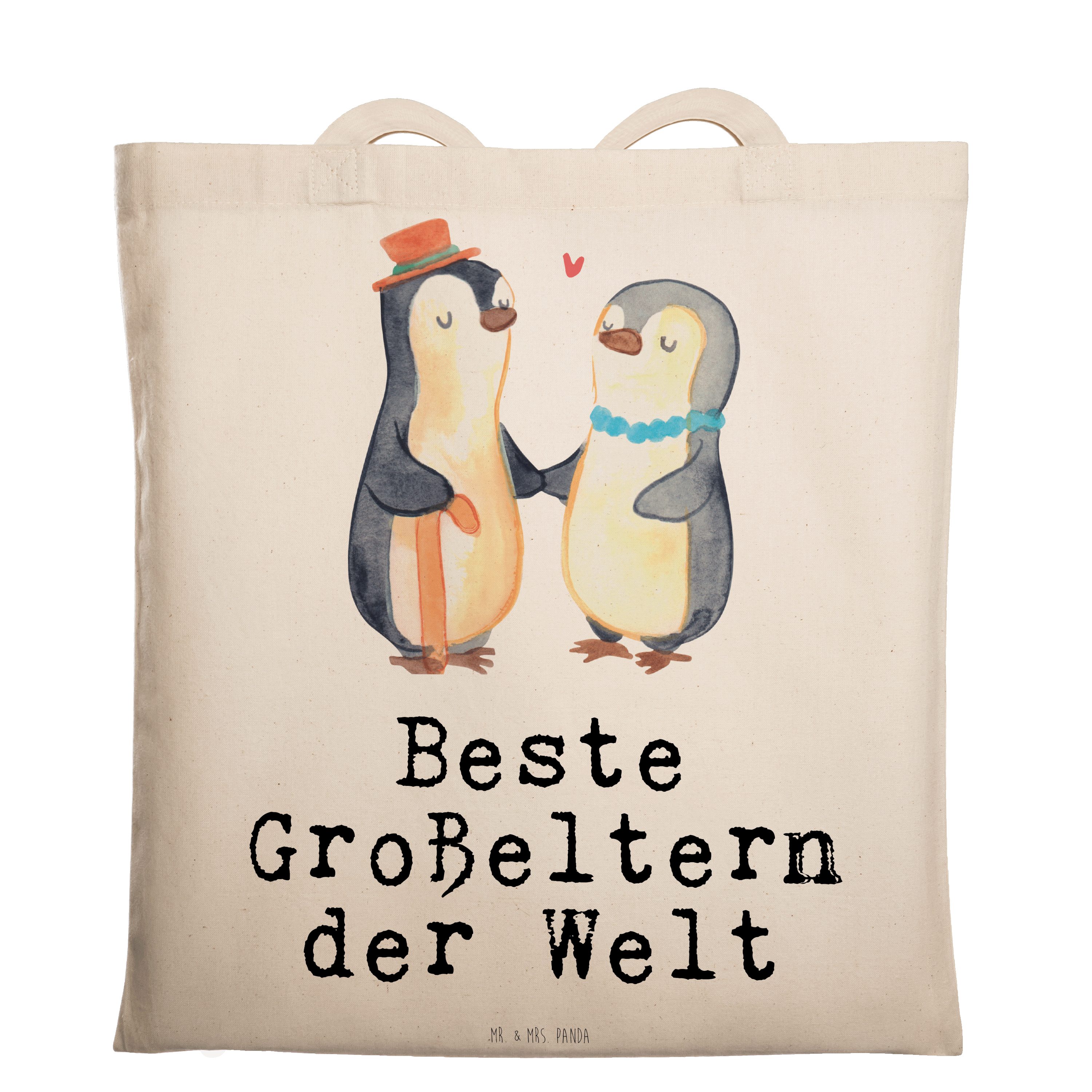 Mr. & Mrs. Panda Tragetasche Pinguin Beste Großeltern der Welt - Transparent - Geschenk, Schenken, (1-tlg)