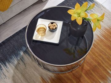 Wohnling Couchtisch WL6.674 (60x60x30 cm Silber, Sofatisch Metall Glas Rund), Wohnzimmertisch Kaffeetisch, Tisch Wohnzimmer