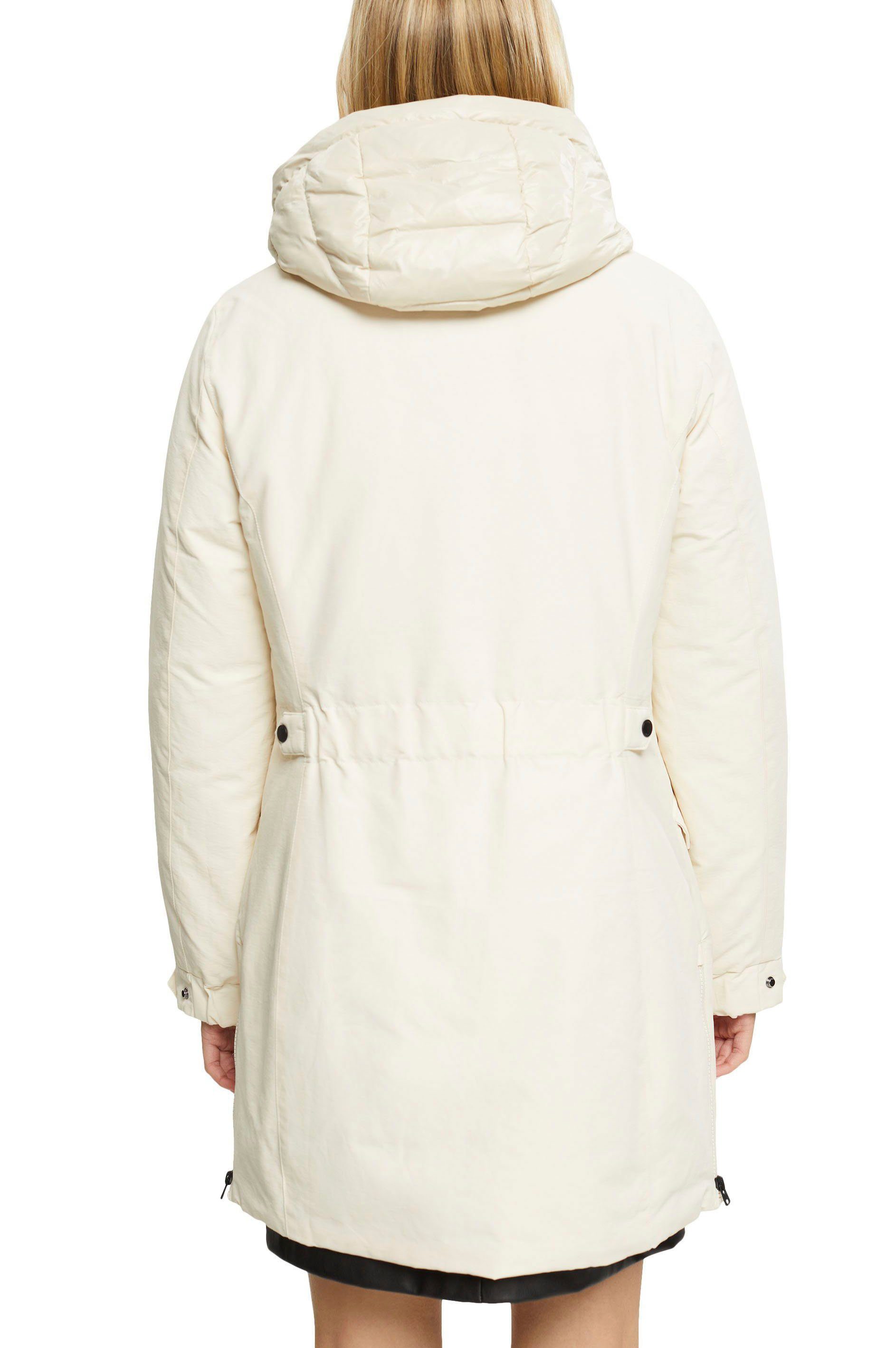 beige Esprit creme Parka Reißverschluss-Innentasche praktischer Daunenfüllung mit und warmer