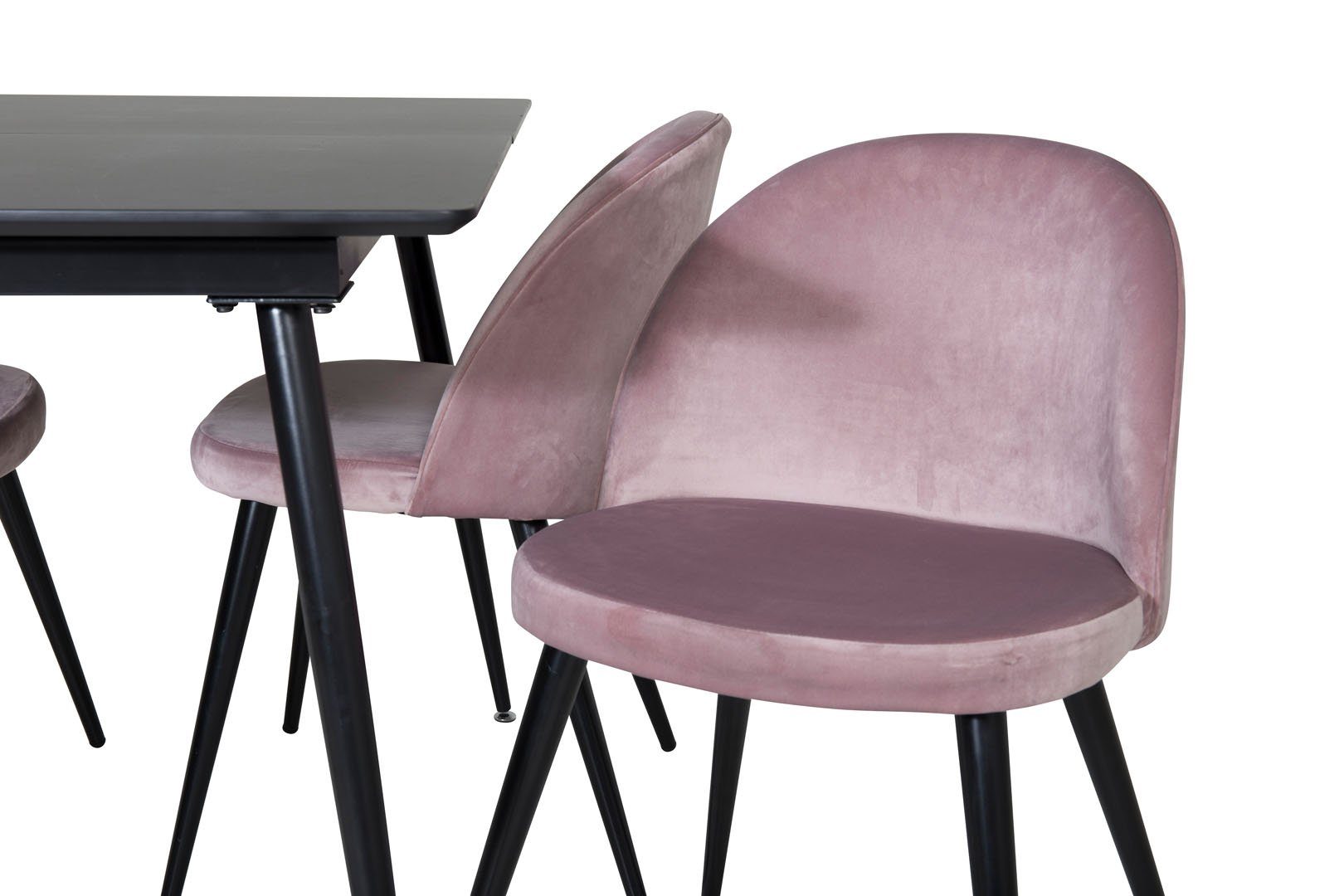 ebuy24 Essgruppe schwarz;pink;schwarz Essgruppe ausziehbarer Tisch SilarBLExt Esstisch L, (5-tlg)