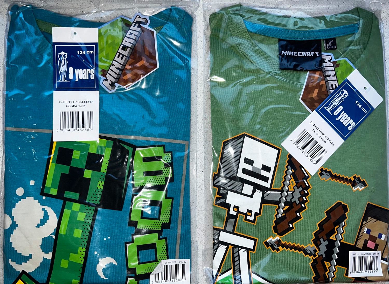 Minecraft Langarmshirt 2X Minecraft Langarm-T-Shirt Doppelpack für Jungen Mädchen 6-12 Jahre (Doppelpack)