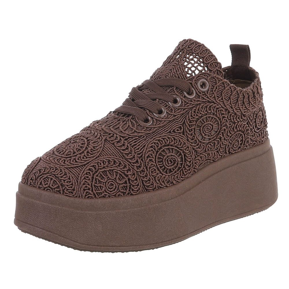 Ital-Design Mokassin mit Glitzerdetails für Damen, vielseitig und bequem Sneaker (91554496) Keilabsatz/Wedge Sneakers Low in Braun