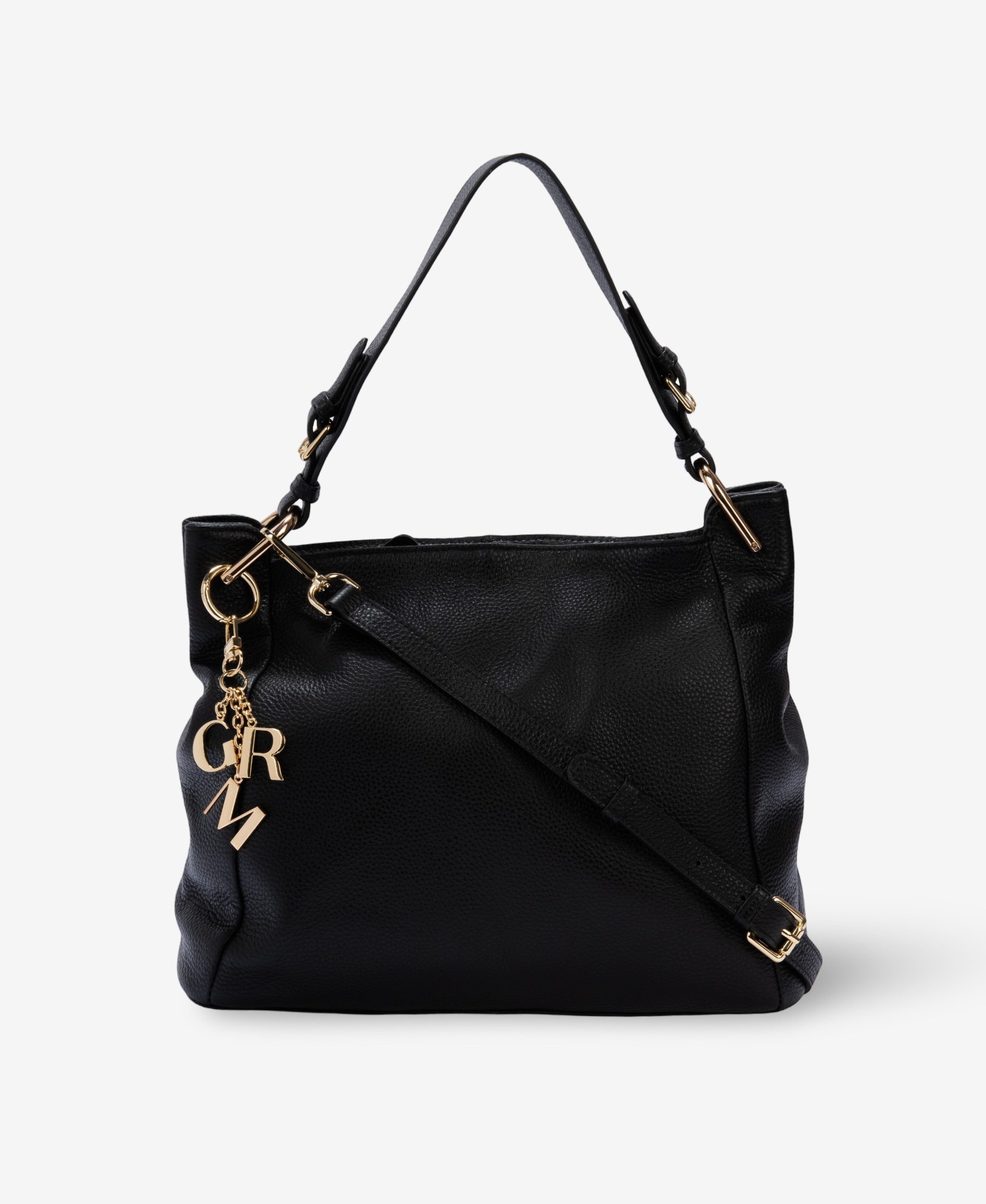 GLAMIRA Handtasche DailyCompanion Schwarze Schultertasche (1-tlg), echt Leder, mit geräumigem Hauptfach