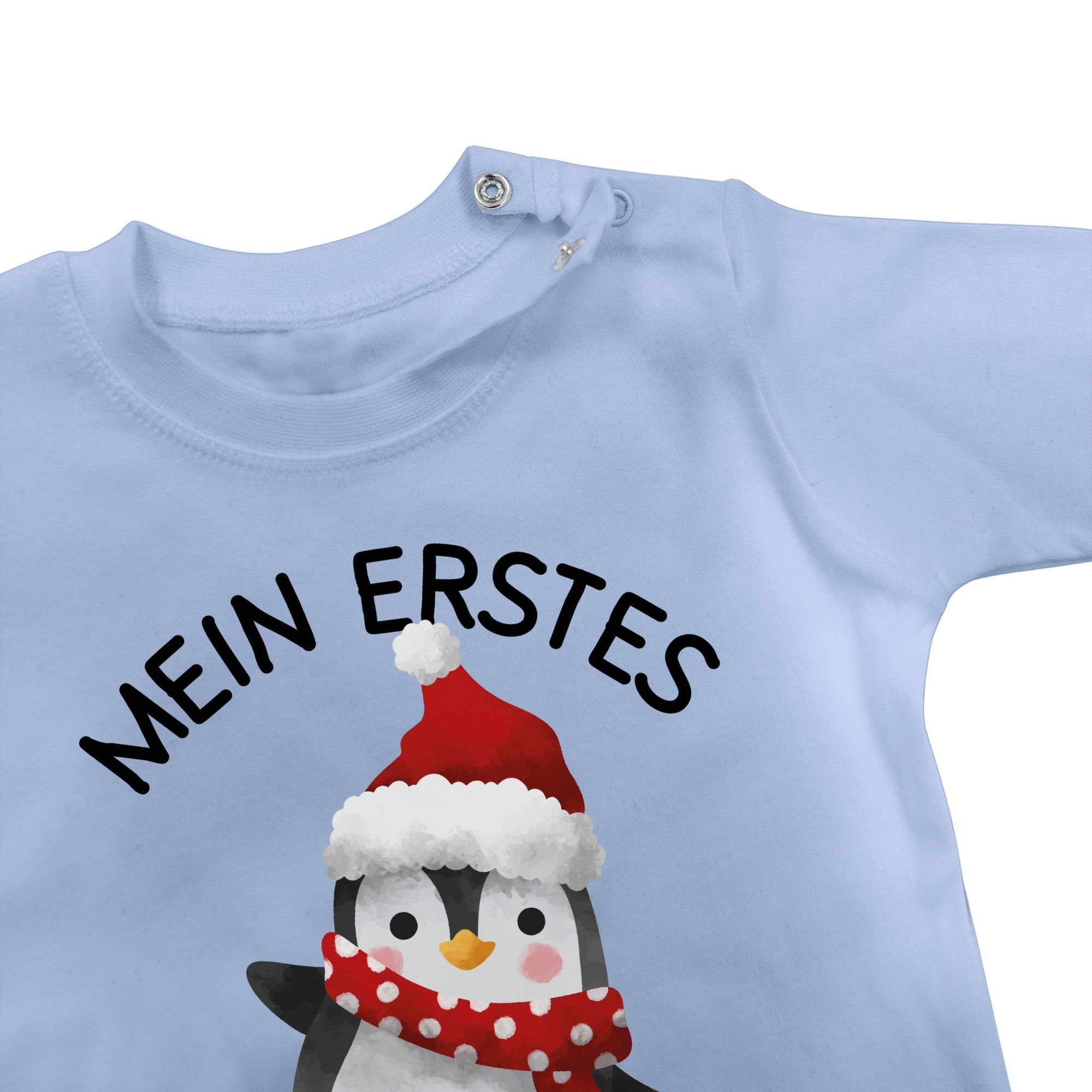 Shirtracer T-Shirt Mein erstes Weihnachten Pinguin mit - Baby schwarz 2 Babyblau Weihnachten Kleidung
