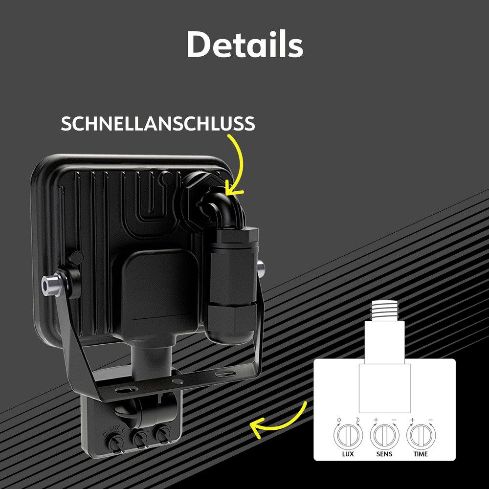 MÜLLER LICHT LED Flutlichtstrahler Müller-Licht Orlando 21600074 LED-Außenstrahler mit Bewegungsmelder 3