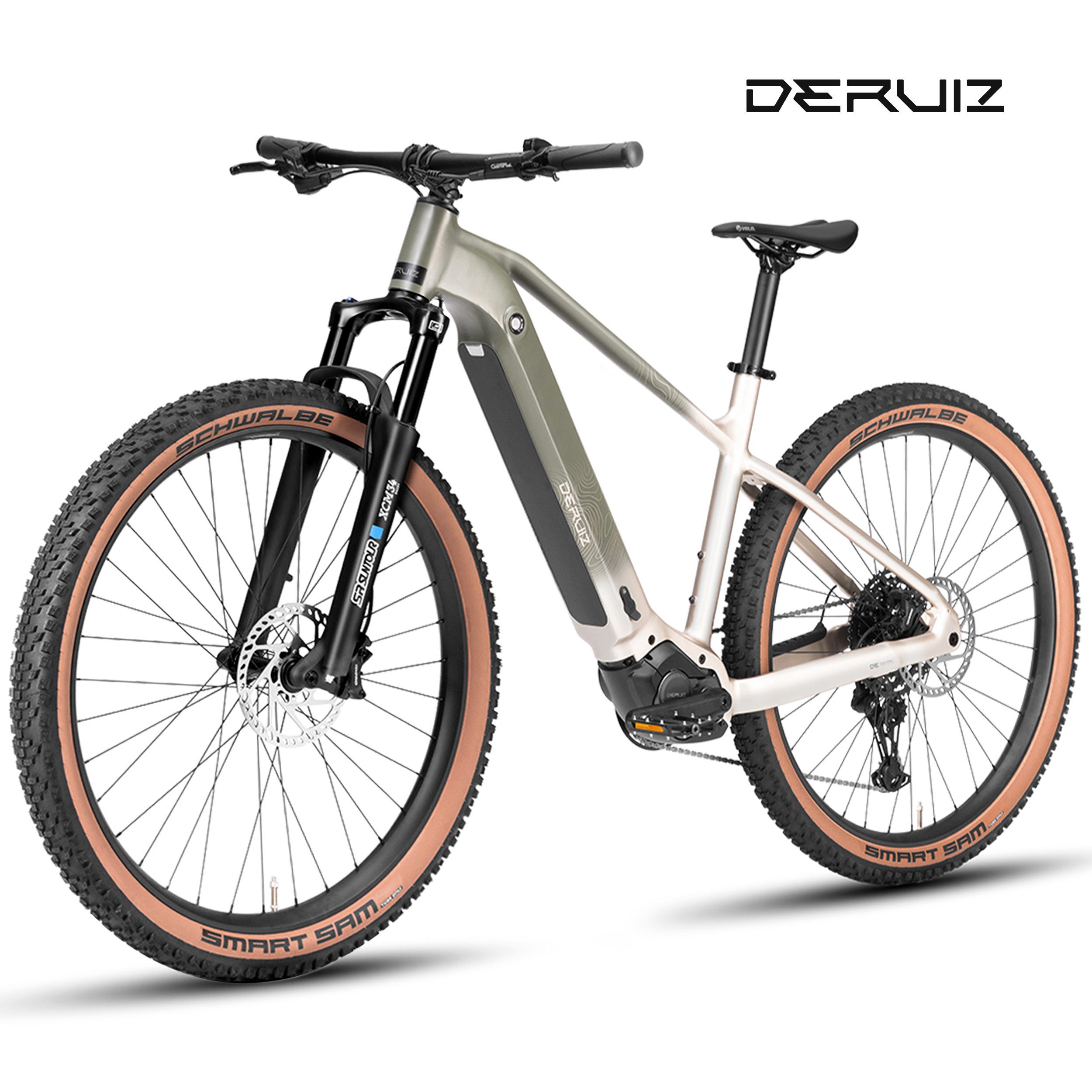 DERUIZ E-Bike Mountainbike 29 Zoll, 110 Nm Mittelmotor, max. 180km, 6 Stufen, Bluetooth + APP, 11 Gang SHIMANO CUES ASLU6000T1R Schaltwerk, Kettenschaltung, Mittelmotor, 720 Wh, (Trittfrequenz- und Drehmomentsensor, Für Damen und Herren), Federgabel mit Lockout, Anfahrhilfe, Haltefunktion, bis zu 170 kg